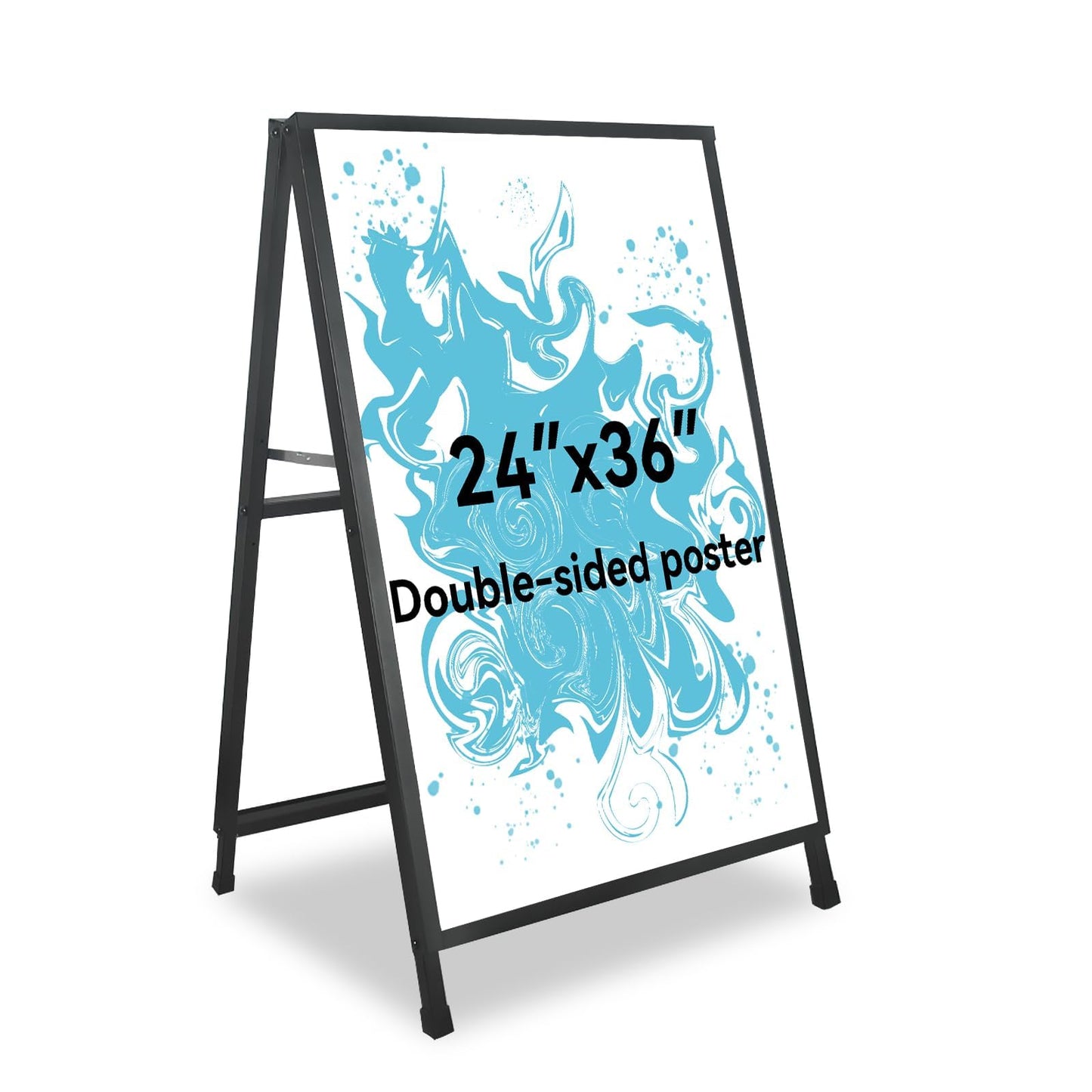 QKA A-Frame Sign Sidewalk Sign 24x36 Inch, Heavy Duty Double-Sided Slide-in Folding Outdoor Sandwich Boards, Suitable for Restaurants, Cafes, Outdoor Events（Frame Only）