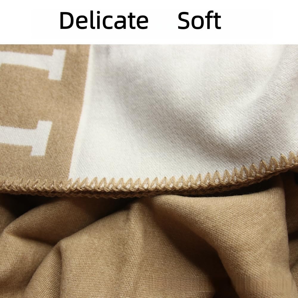 Fcteap h Blanket Soft Throw Blanket Faux Fleece Cashmere Plaid Warm Shawl Thick Knitted Plush Cozy Comfy for Women Throw Blanket for Sofa Couch Bed Queen King Size 55x66 in (Khaki)