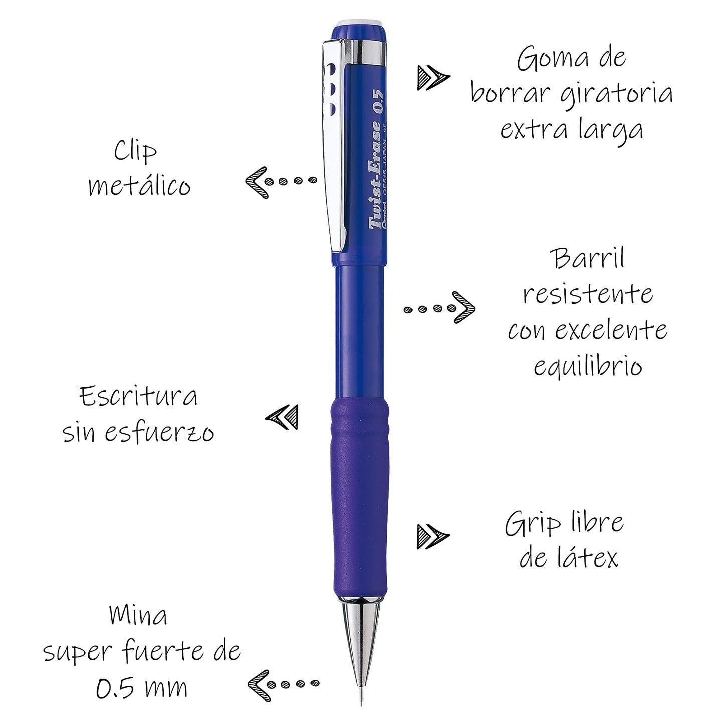 Pentel Twist-Erase III Mechanical Pencil (0.5mm), Violet Barrel