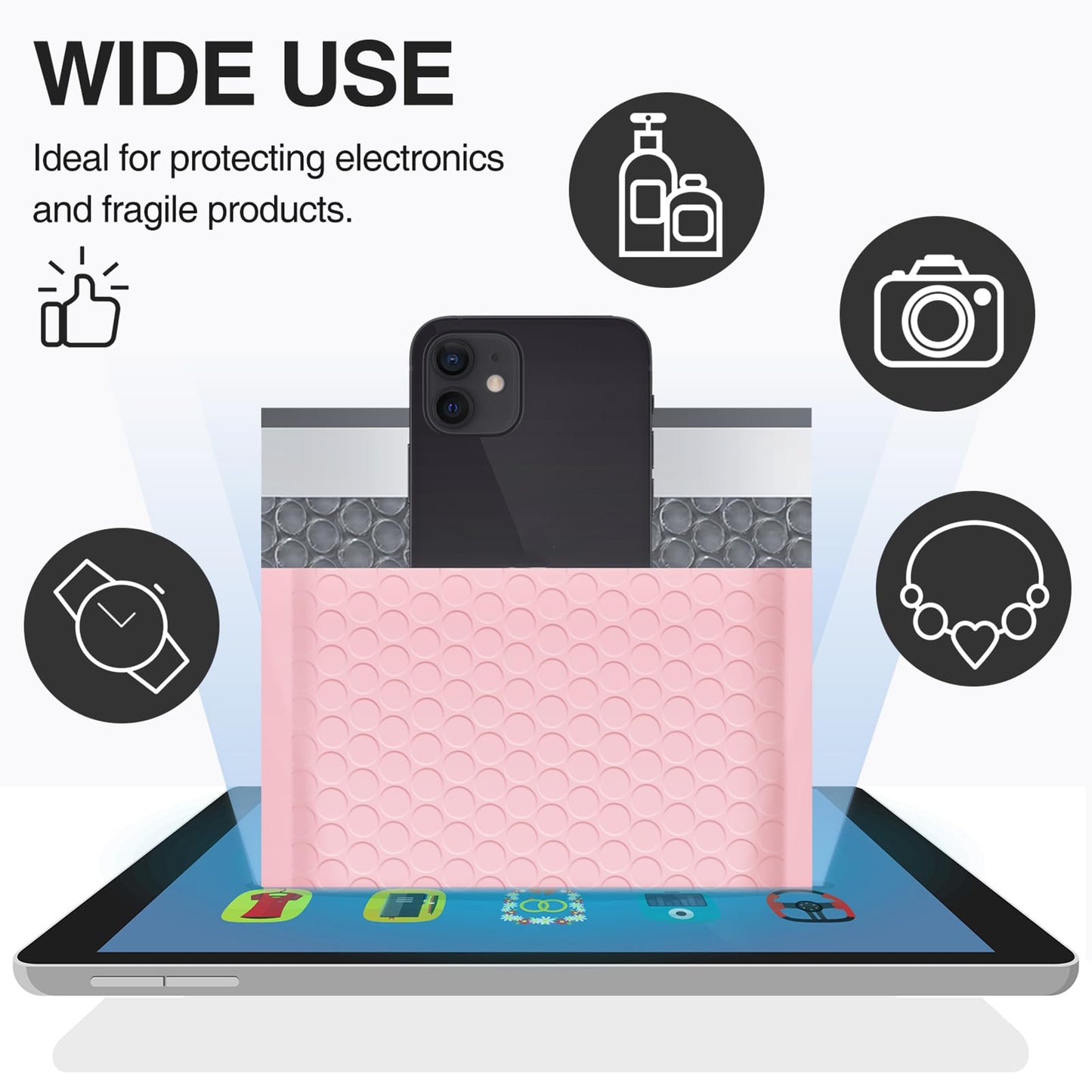 UCGOU Bubble Mailers 12x16 Inch 40 Pack Usable Size 12x15 Inch Large Padded Envelopes Light Pink Waterproof Packaging Bags for Shipping Self Seal Strong Adhesion Envelopes for Jewelry Makeup Supplies