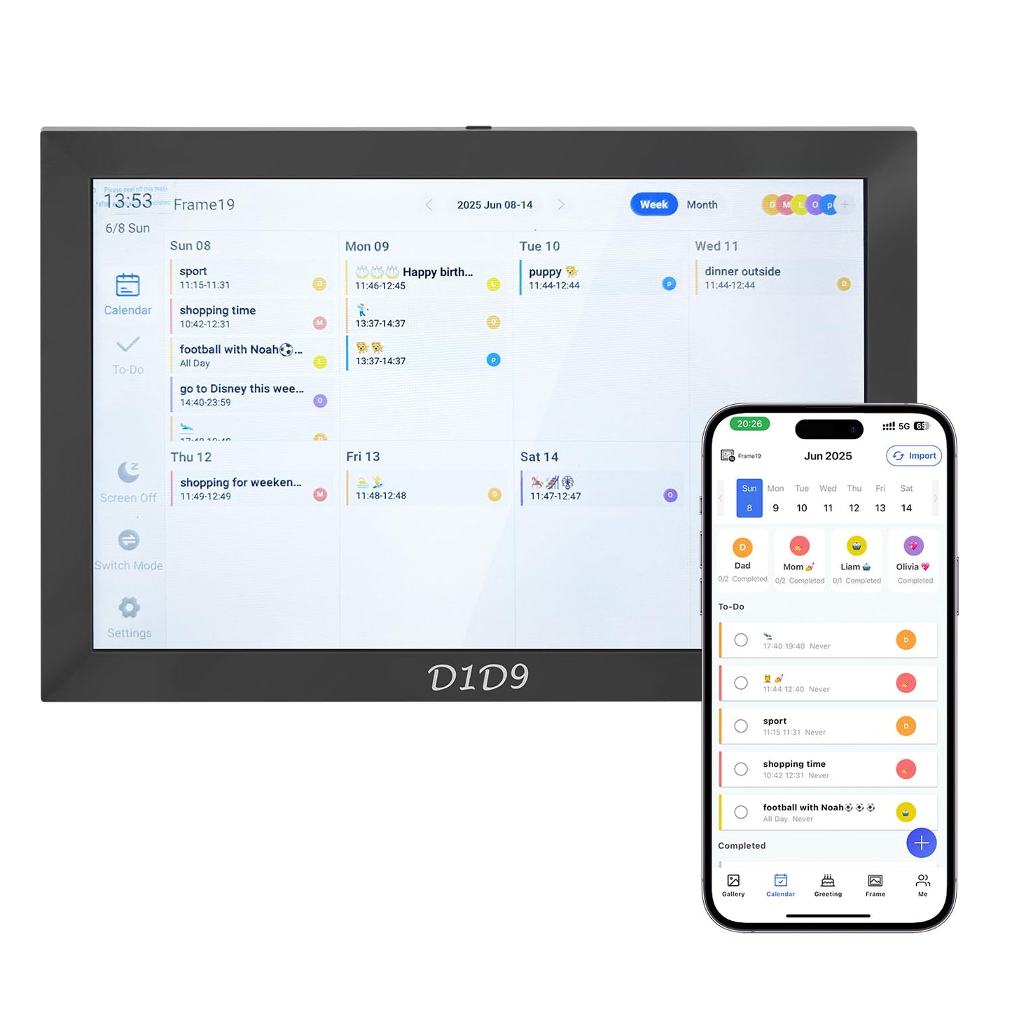 10.1 Inch Smart Digital Calendar, Chore Chart, Meal Planner, HD Touchscreen Smart Family Planner, Hearth Display Desk Digital Calendar Seamless Scheduling, for Home, Kitchen, Office, School