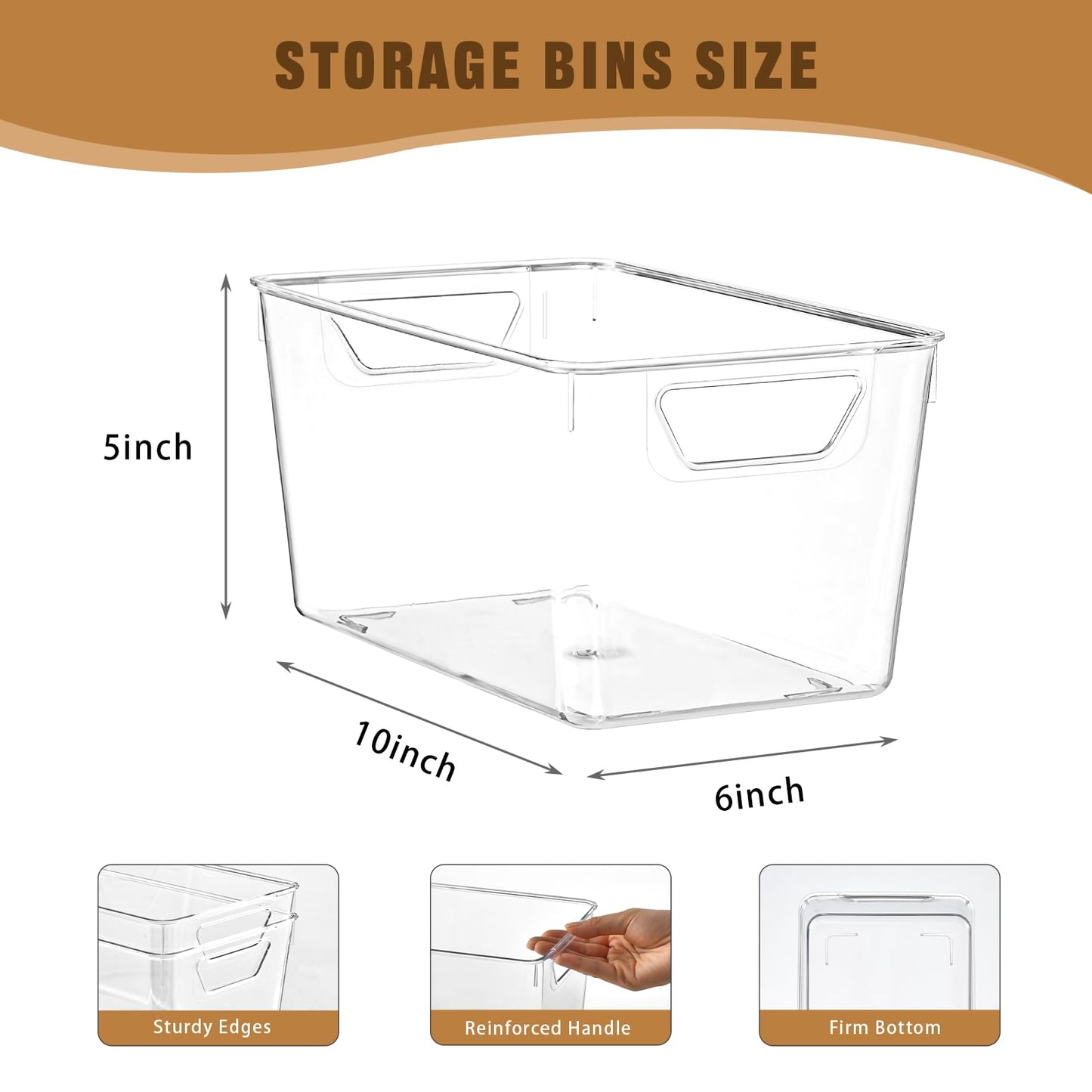 12 Pack Middle Organizers and Storage, Pantry Organization and Storage Bins, Cabinet Organizer, Clear Plastic Storage Containers with Handle，Acrylic Storage Bins for Cabinet, Fridge