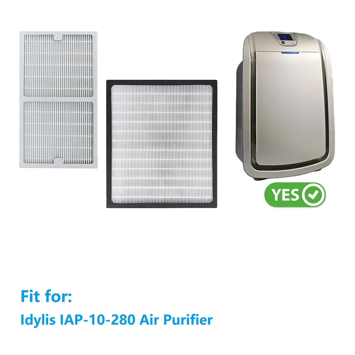 Replacement Filter C + D Compatible with Idylis IAP-10-280 Air Purifier Include 1 C+1 D HEPA Filter & 6 Carbon Filters, Part # IAF-H-100C IAF-H-100D