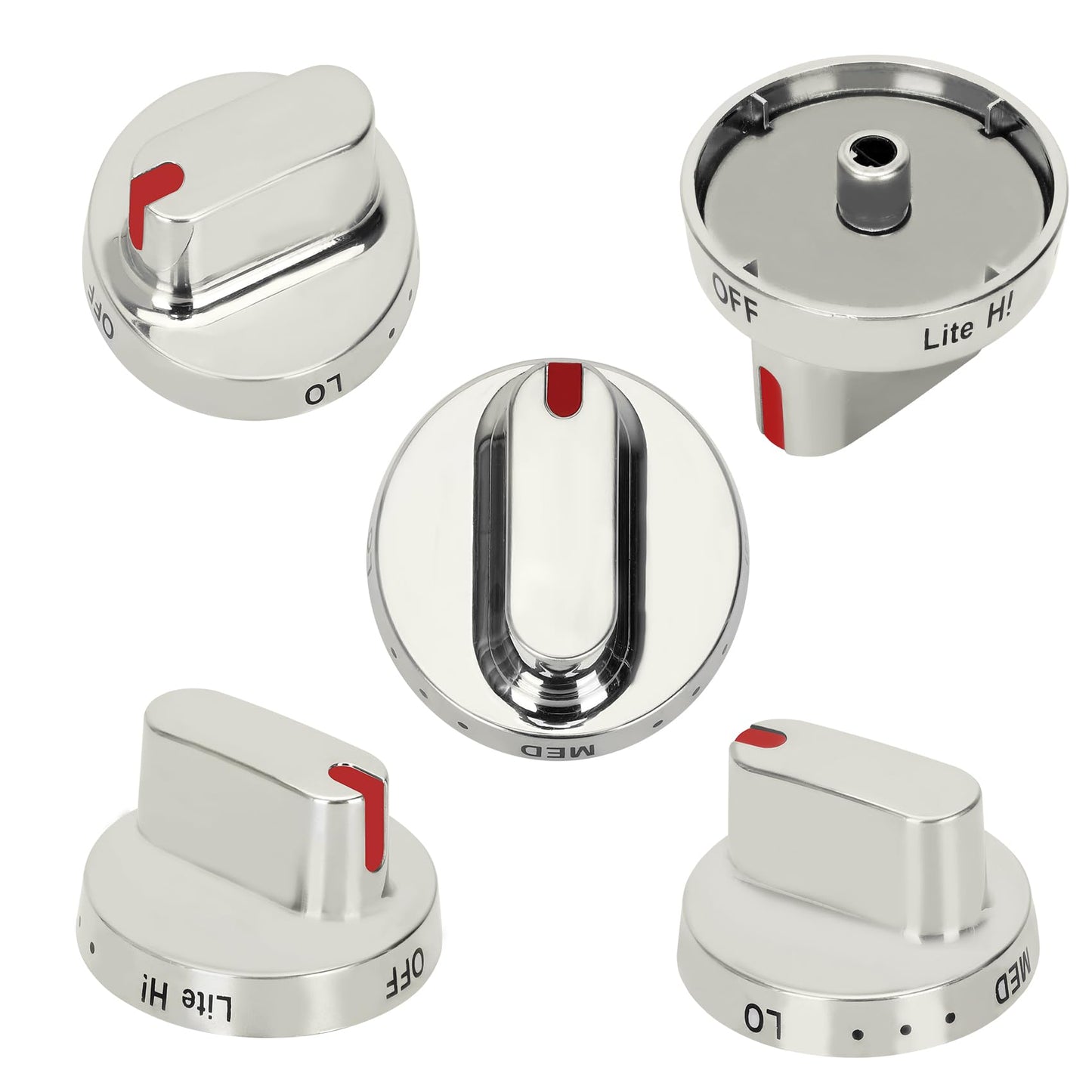 Upgrad DG94-01431A DG64-00472G for Samsung Stove Knobs,fit for NX58R4311SS/AA NX58F5500SS/AA NX58F5700WS/AA NX58F5700WS/AC,Replace PD00044876 AP6037365 DG64-00347G ect,5Pcs Metallic Luster 3 YR WAR