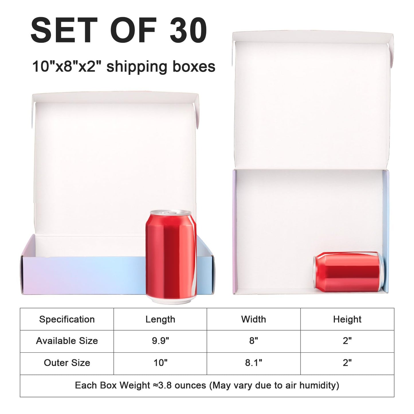 Shipping Boxes 10x8x2" Cardboard Boxes: 30-Pack Purple Gradient Mailer Box - Boxes for Packaging Small Business