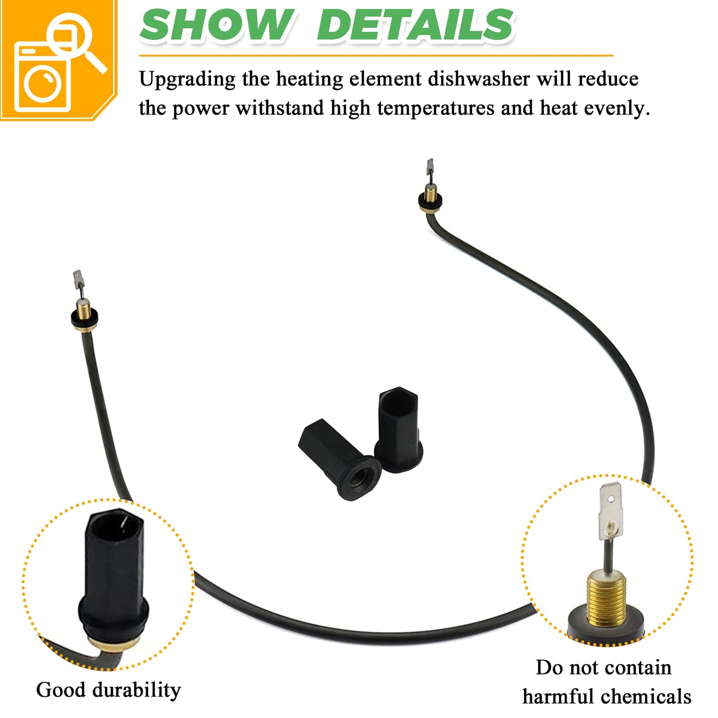 W10518394 W10441445 PS8260087 Dishwasher Heating Element by Techecook - Fit for Whirlpool Kenmore Amana Maytag Dishwasher - Replaces W10134009 AP5690151 8194250 8563007 W10518394VP wdf520padm7