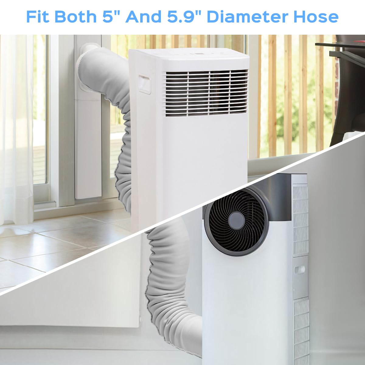 2 Pack Portable Air Conditioner Hose Cover Wrap, Insulated AC Exhaust Hose Sleeve Vent Hose Cover with 3*Adjustable Buckle Straps, AC Hose Cover Sleeve for 5" & 5.9" Diameter Exhaust Hoses
