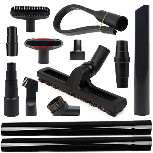 13 Pcs Household Vacuum Attachments for Shop Vac Accessories 1" & 1 1/4" & 1 3/8" &1 1/2" &1 7/8" &2 1/2"-Vacuum Hose Adapter Kit, 1 1/4" Vacuum Brush Flexible Crevice Tool, Vacuum Cleaner Straw Tubes