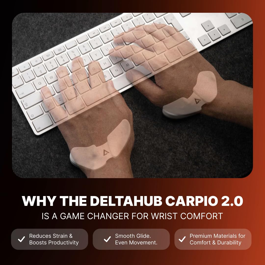 DELTAHUB Carpio 2.0 - Right-Handed Truly Ergonomic Wrist Rest for Mouse, Carpal Tunnel Support, Pain Relief, Anti-Fatigue, Easy Glide, Sleek, Office, Computer, Laptop, Gaming - Large, Black