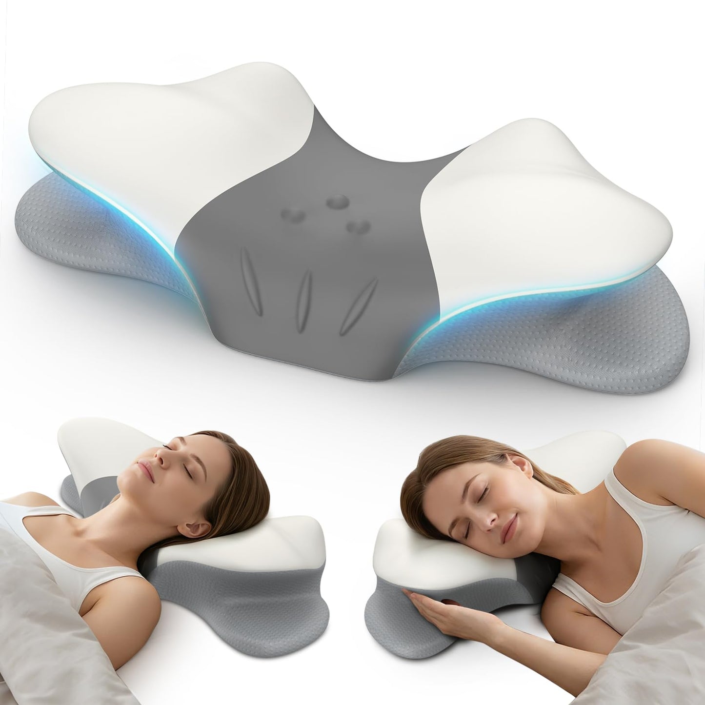beslovo Cervical Neck Pillow for Pain Relief, Ergonomic Side Sleeper Pillow for Sleeping, Orthopedic Neck Support Contour Memory Foam Pillow for Side Back Stomach Sleepers, Ideal for Office Travel