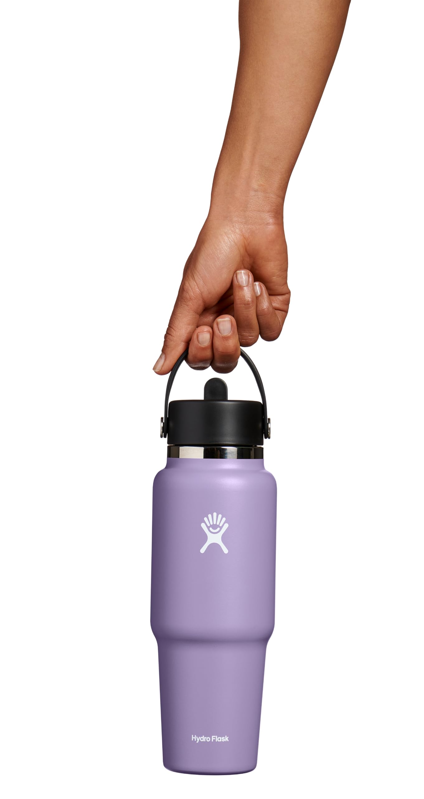 Hydro Flask Travel Water Bottle - Insulated Stainless Steel - Wide Straw Lid, Non Spill, Leakproof in 32 Oz Moonshadow