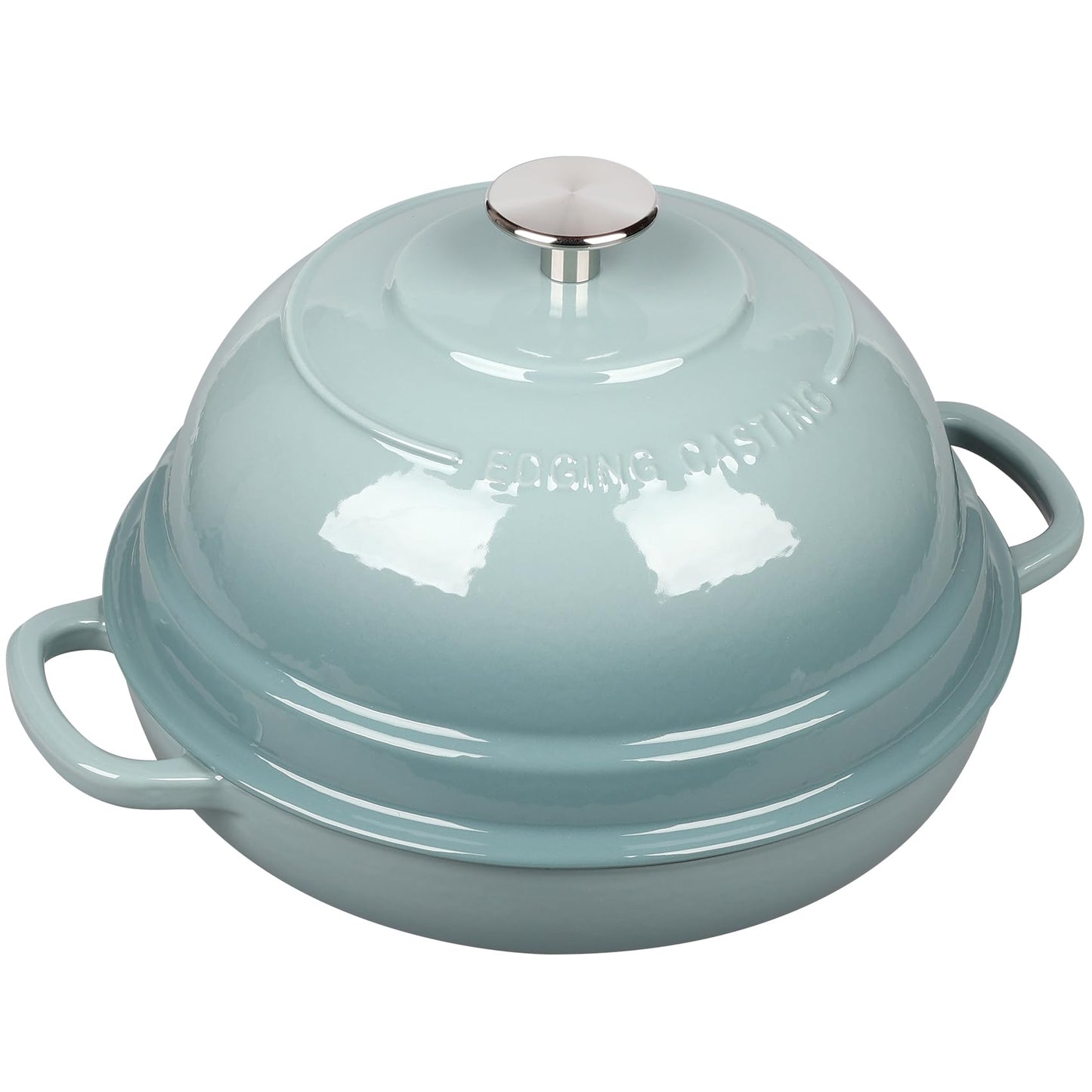 EDGING CASTING Enameled Cast Iron Dutch Oven Pot with Lid, Round Bread Oven for Homemade Sourdough Bread Baking, 6 Quart, Seasalt