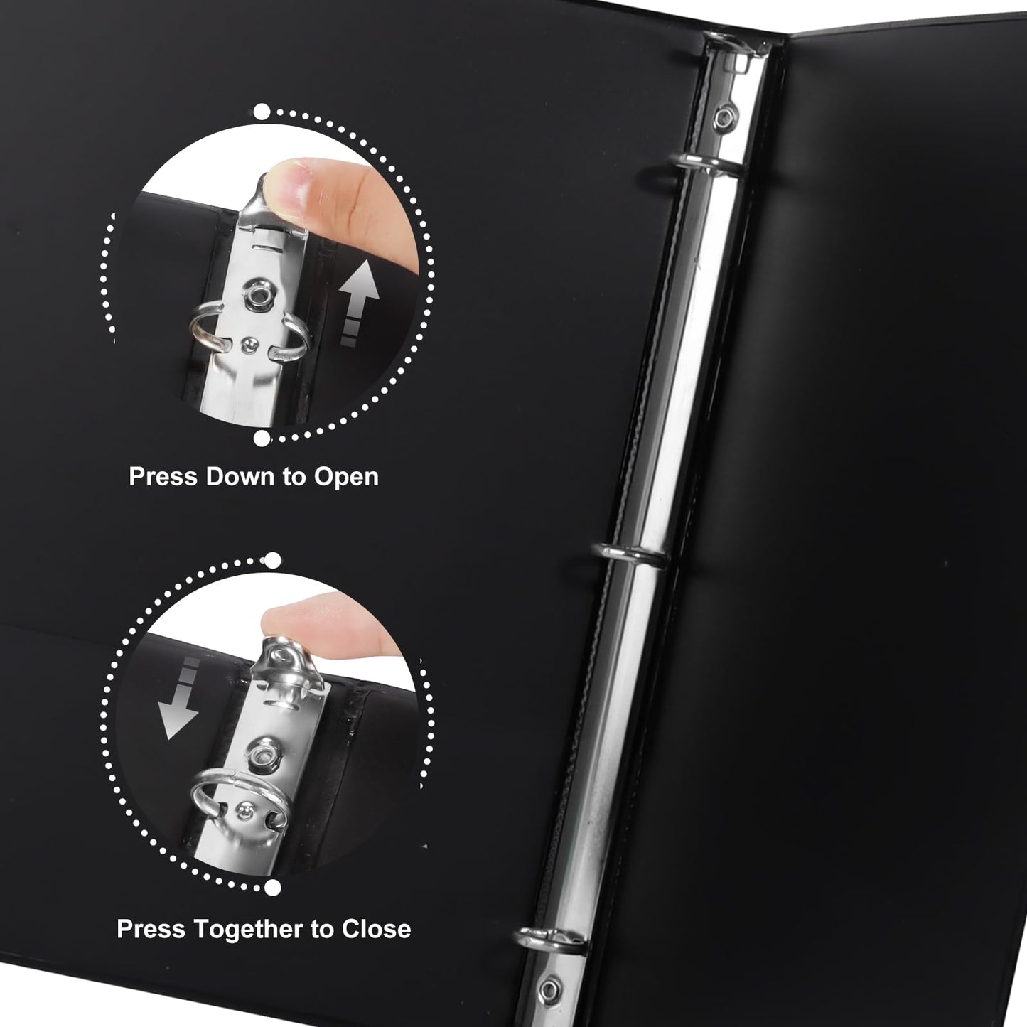 CIXILDTS 1-inch Round Ring Binder, Standard 3 Ring Binder Fit Letter Size Paper, Presentation View Binders, Black,12-Pack