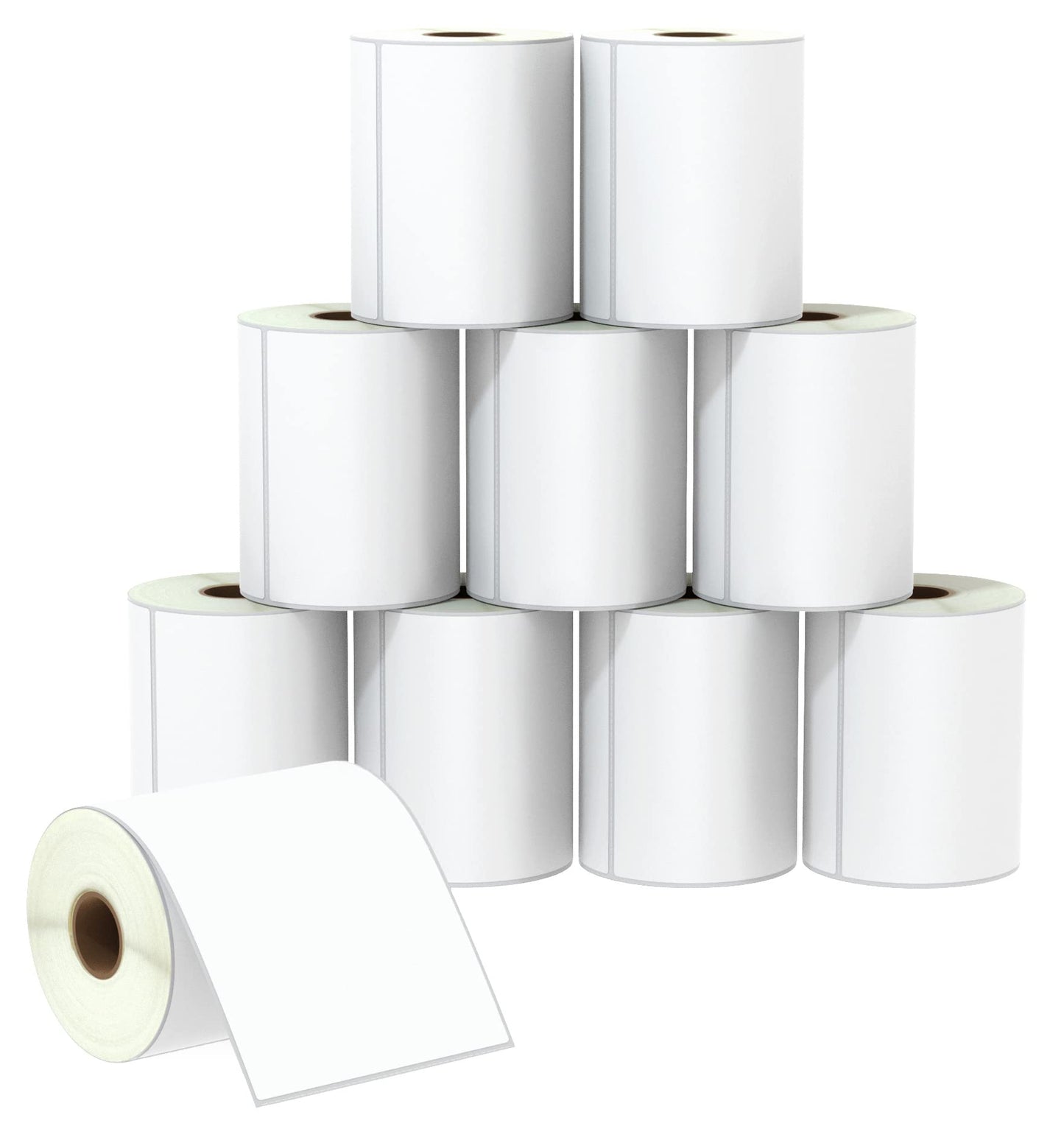 BETCKEY - 4" x 6.5" (102 mm x 165 mm) Large Shipping Labels & Multipurpose Compatible with Zebra & Rollo Label Printer,Premium Adhesive & Perforated [10 Rolls, 2500 Labels]