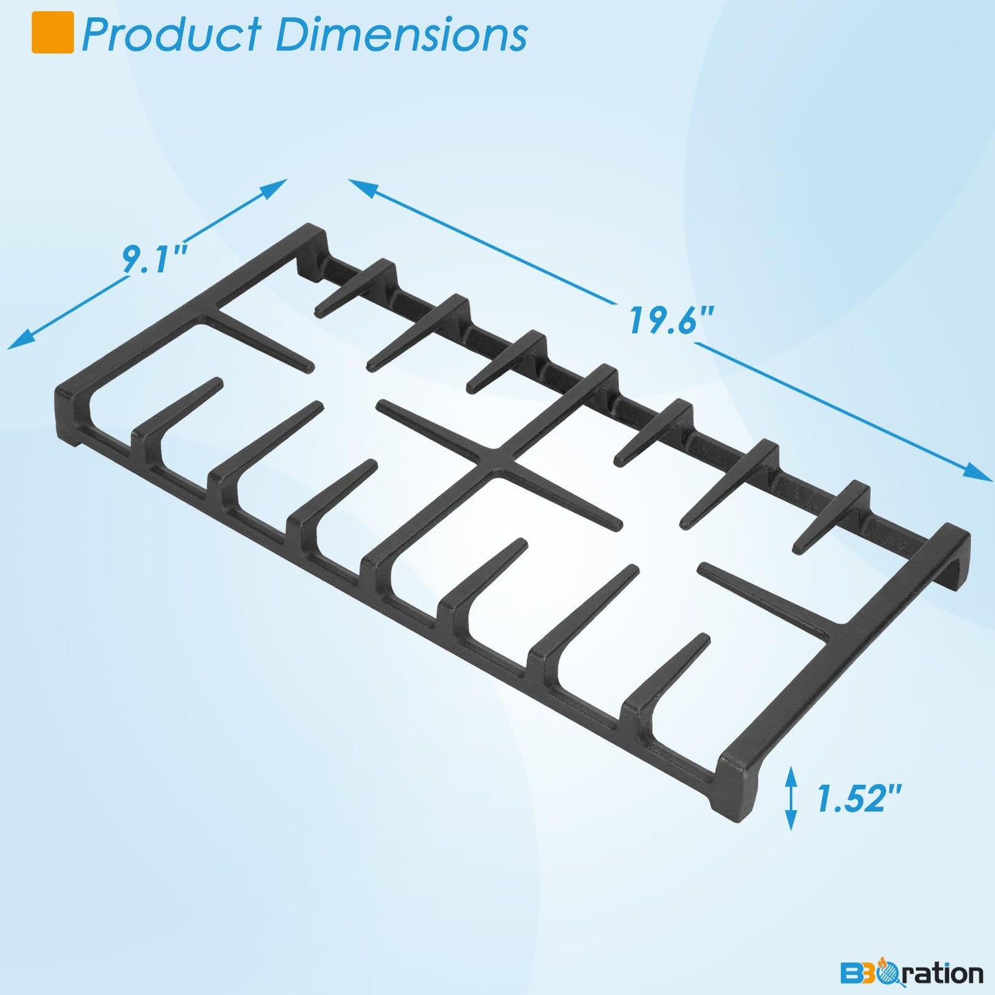 BBQration WB31X27150 Stove Grate Replacement Parts for GE Gas Stove JGBS66REKSS JGBS61RPSS PGB935YPFS, JXGRATE1 WB31X24737 General Electric Gas Range Burner Grate, Stove Surface Top Center Grate
