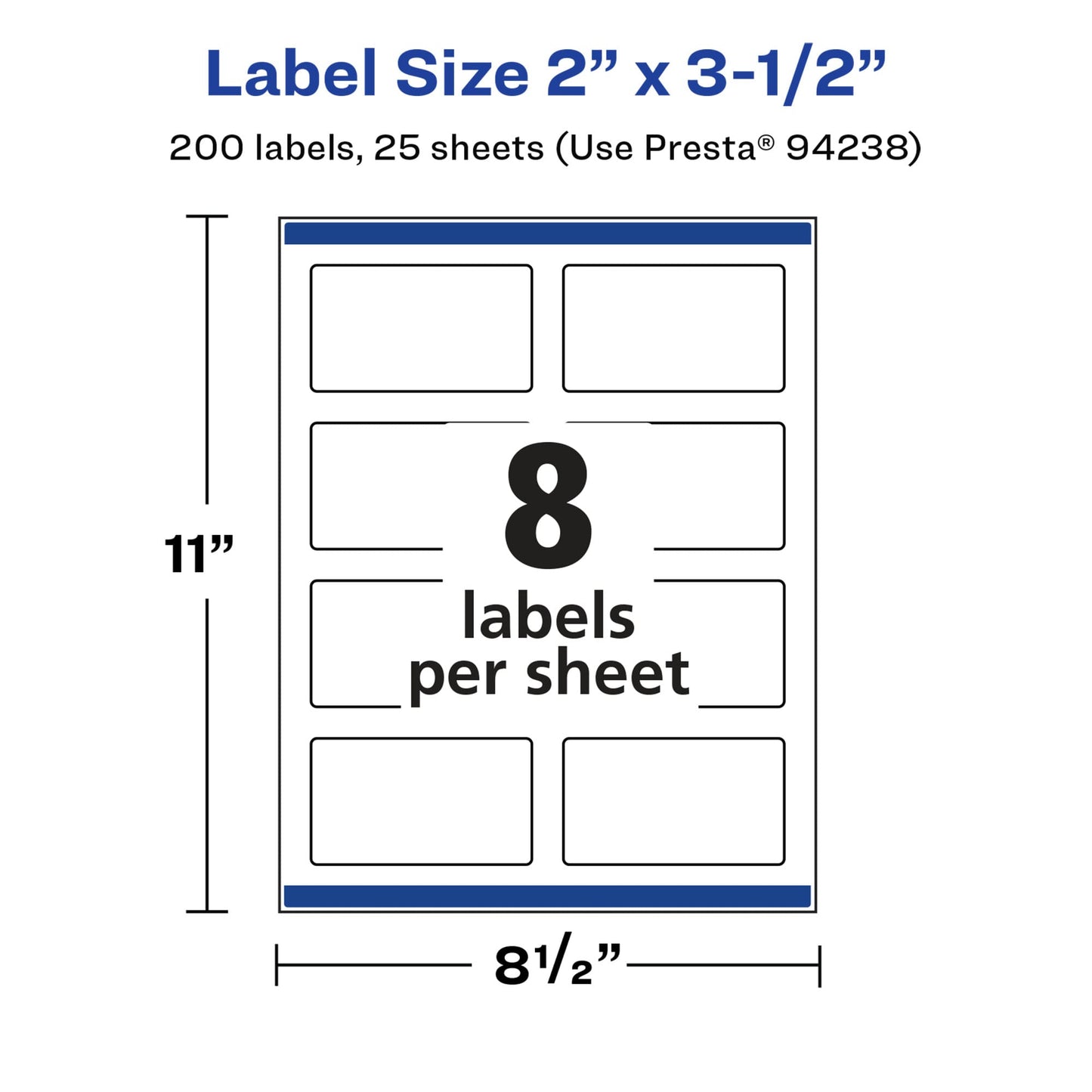 Avery Glossy White Rectangle Labels, Sure Feed Technology, 2" x 3.5", 200 Glossy White Labels, Print-to-The-Edge, Permanent Adhesive, Laser/Inkjet Printable