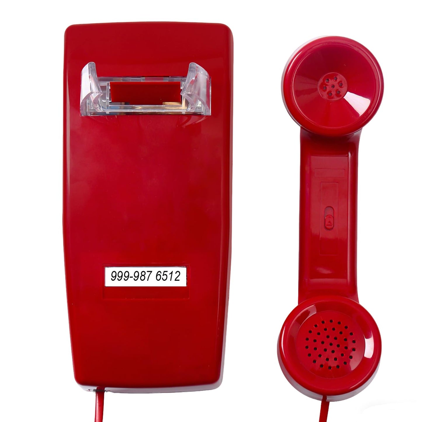 HTMengt No Dial Wall Phone for Elderly Dementia, No Dialpad Wall Telephone for Older,Incoming Calls Only Wall Phones for Senior, 2554 Wall Telephone without Keypad for Memory Care,Home,Bar,Garage, Red