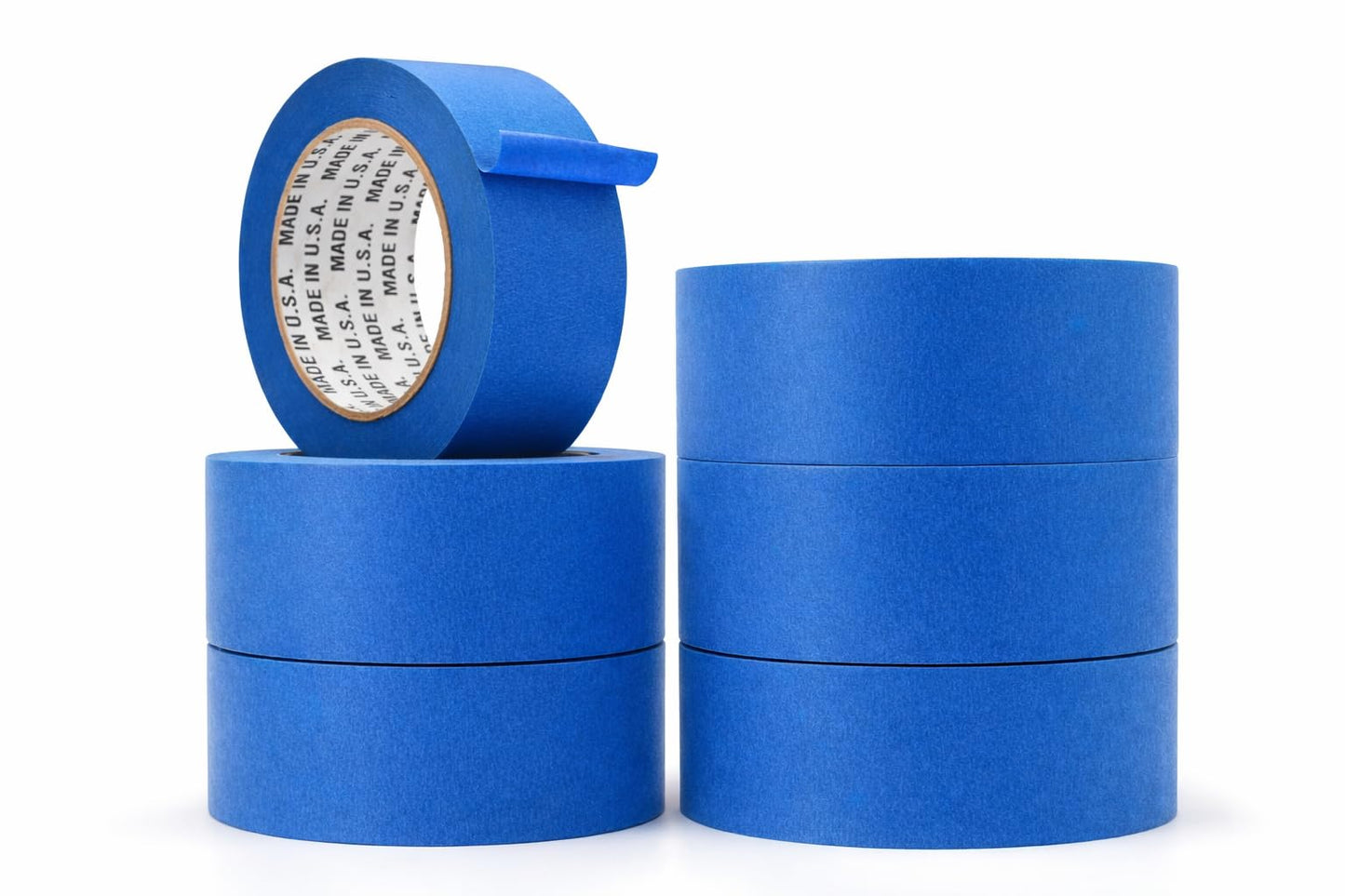 Made in USA Blue Painter’s Tape - 2 inch x 60 yds. (6 Pack) Thick & Wide Masking Tape for Safe Wall Painting, Building, Remodeling, Labeling, Edge Finishing