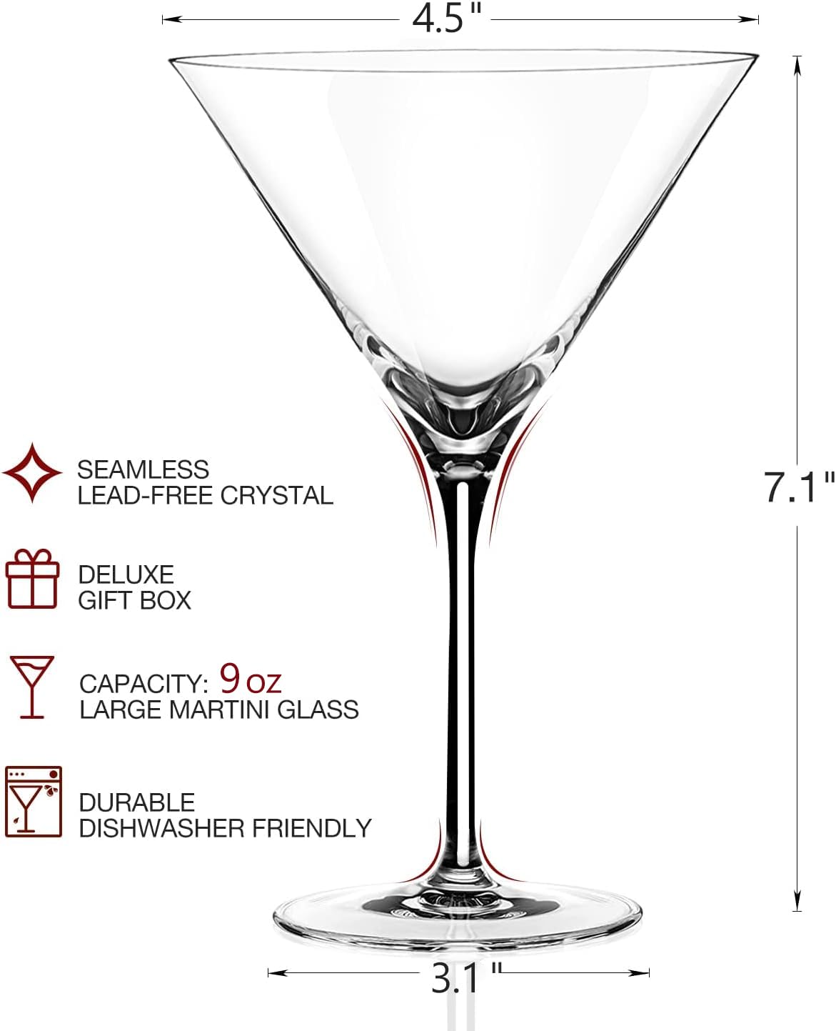 LUNA & MANTHA Martini Glasses, Martini Cocktail Glasses for Margarita, Manhattan, Cosmopolitan, Espresso, Home Bar, Evening Parties, Birthdays, Housewarming Gift,Set of 4-9oz