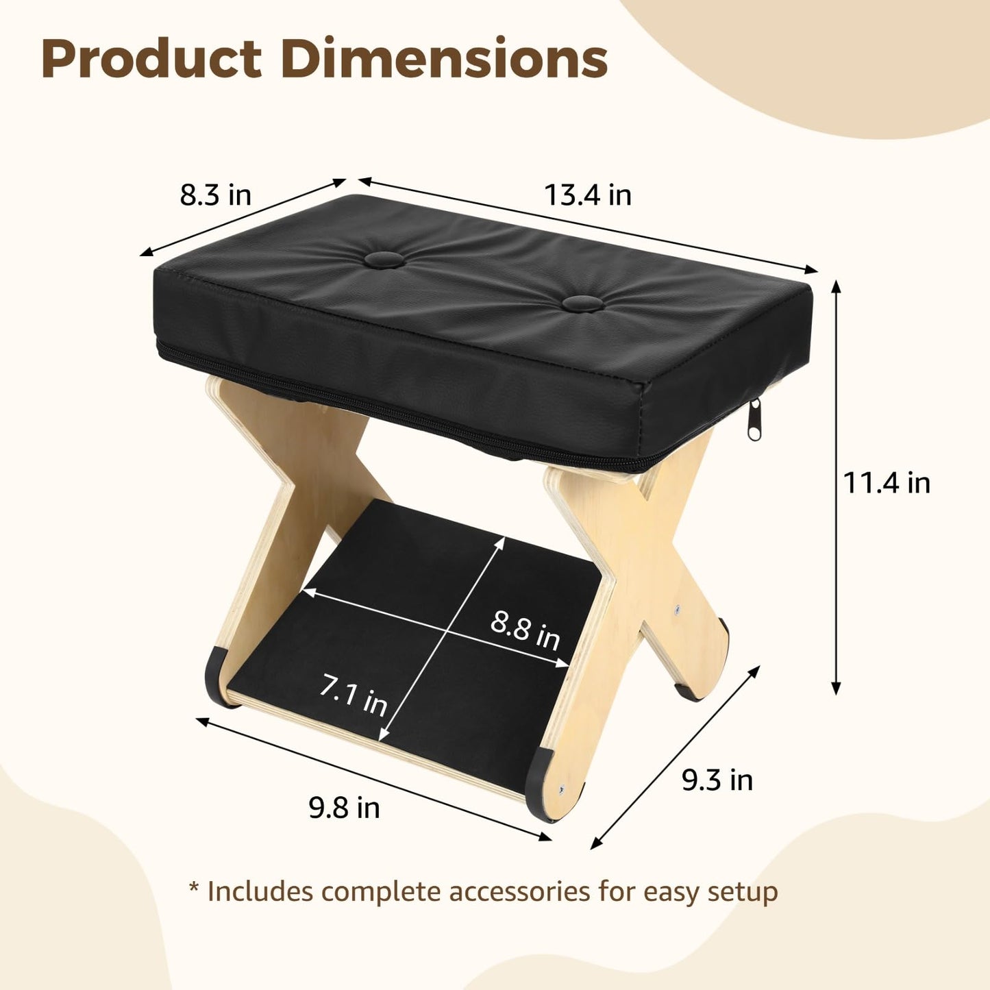 Double Step Foot Rest Under Desk, Ergonomic Wood Foot Stool with PU Cushion Top, Desk Foot Rest for Office Chair, Under Desk Footrest Stool for Work, Leg Rest Support (Natural Wood)