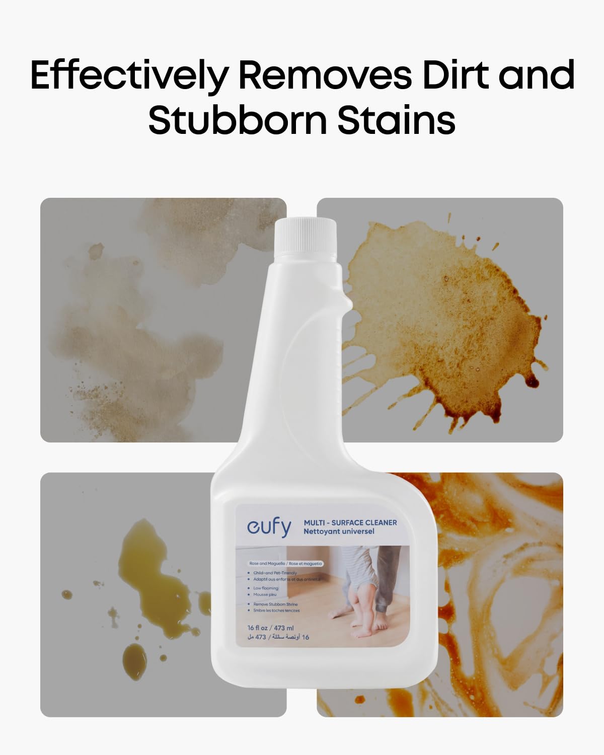 eufy RoboVac Hard Floor Cleaning Solution (2 Bottles), Dilution Ratio 1:200, 473 ml, Floor Cleaner, Plant-Based,Compatible with Omni C20, X8 Pro, X10 Omni, G series, L Series