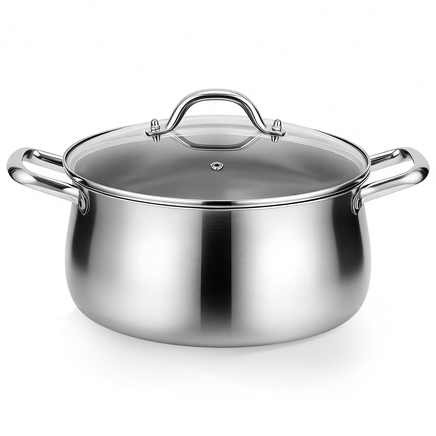 Tifanso Tri-Ply 8 Quart Stainless Steel Stock Pot - Heavy Duty Large Induction Cooking Pot with Lid for Pasta, Soup, Spaghetti, Nonstick Deep Stockpot, Kitchen Cookware for Simmer, Canning, Boiling