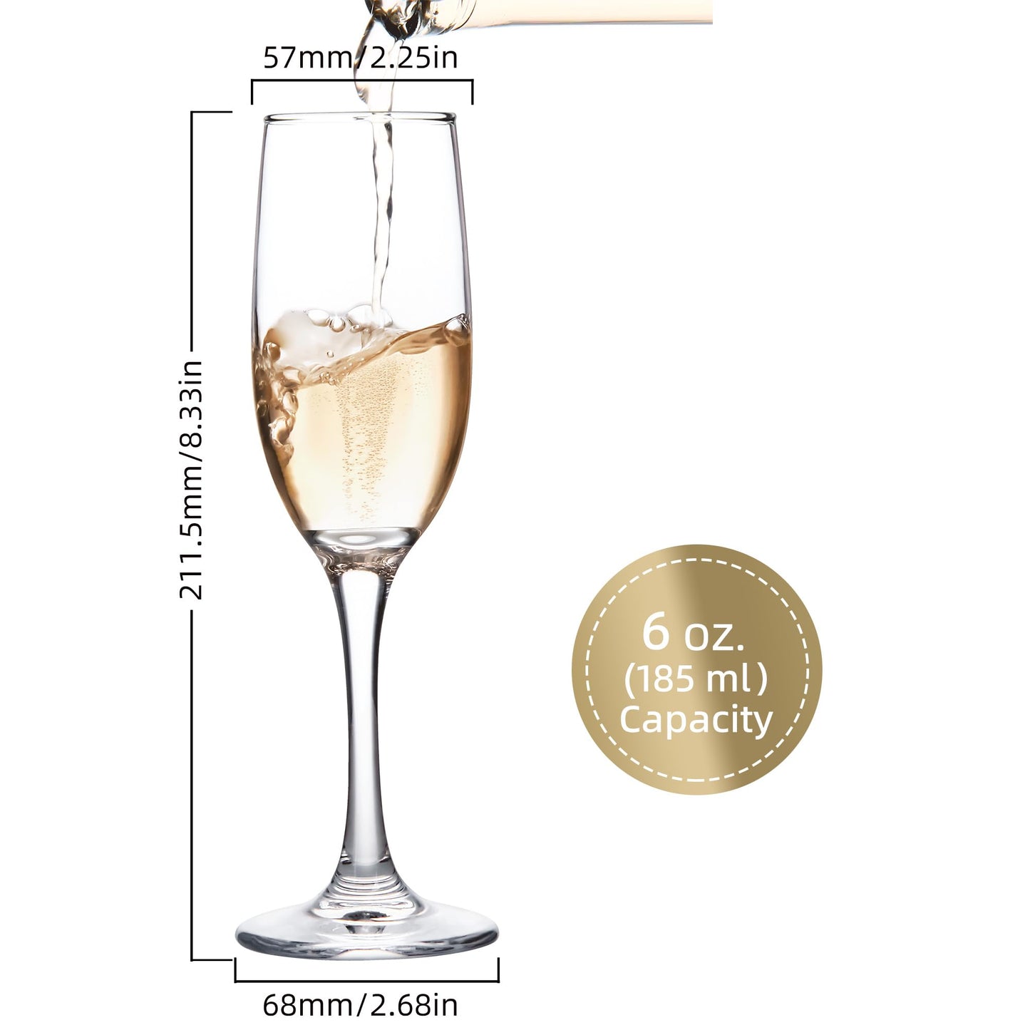 UMEIED Set of 16 Champagne Glasses, Champagne Flutes with Classic Shape, Long stem Sparkling Wine glasses for Wedding, Restaurant, Bar, Wine Toasting, Clear