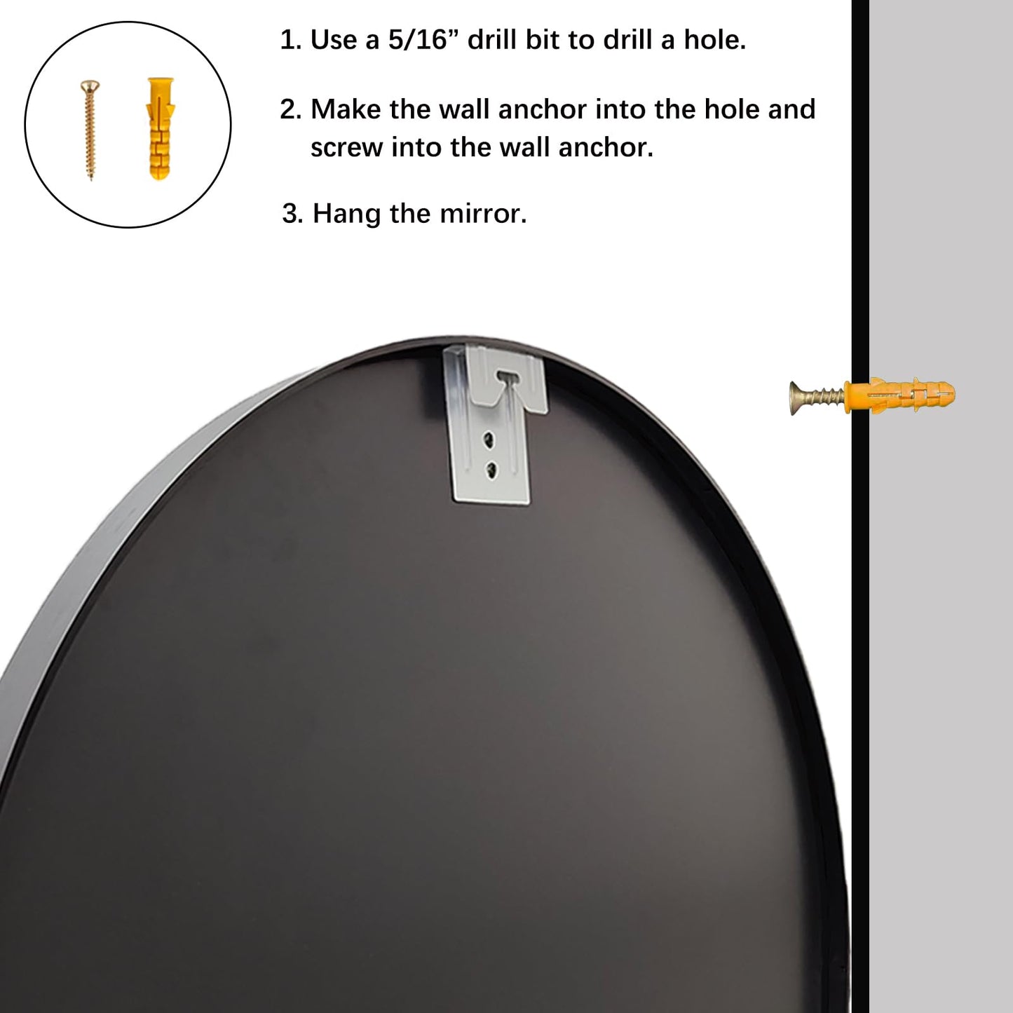 Sunniry Black Round Mirror, Round Mirror 24 inch, Black Circle Mirrors Matte Metal Frame, Wall Mounted Mirrors for Living Room, Bathroom, Wall, Entryway.