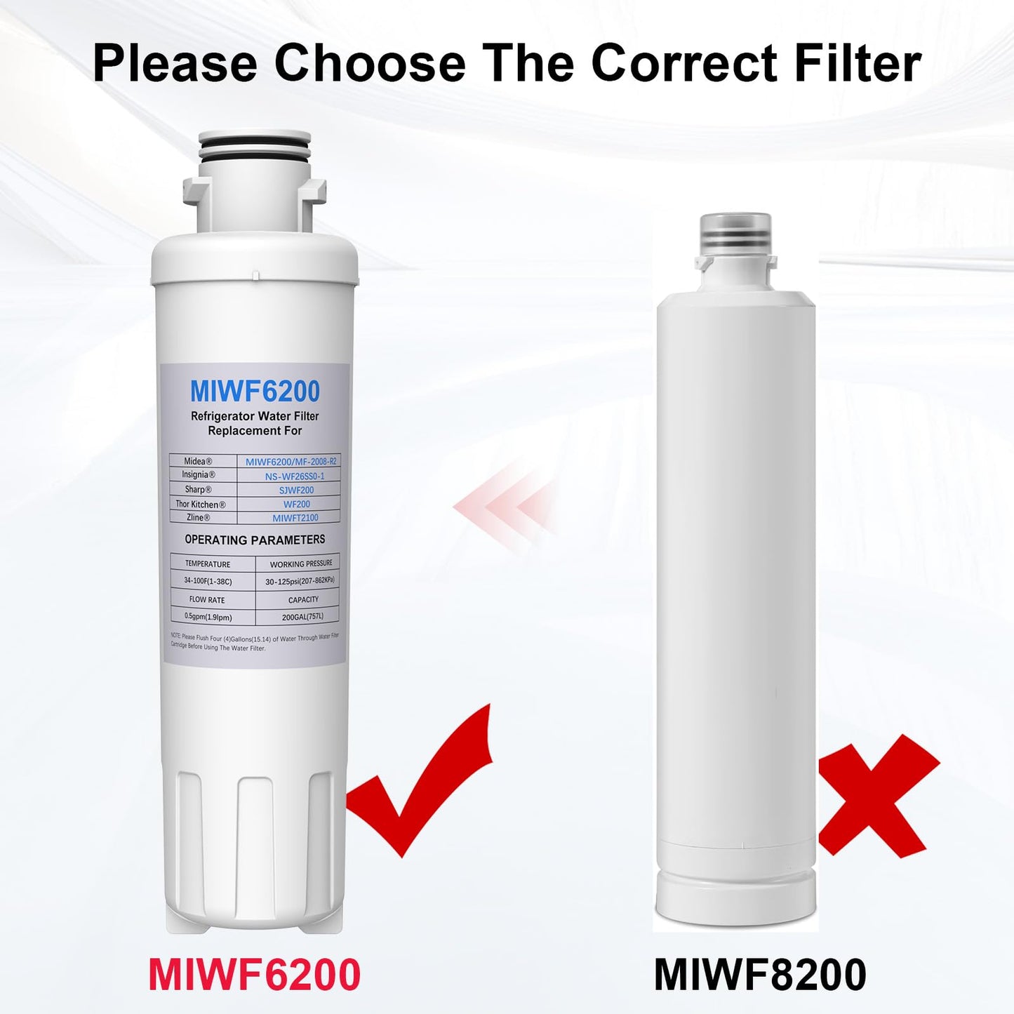 MIWF6200 Compatible with Midea MF-2008-R2 Insignia NS-WF26SS0-1 Zline MIWFT2100 Refrigerator Filter (3 Pack)