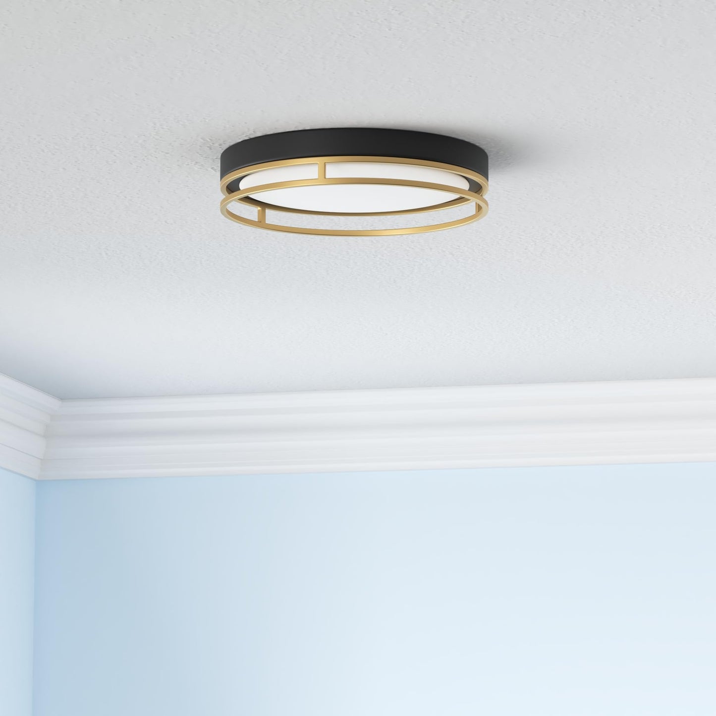 Flynix 12.5 Inch LED Flush Mount Ceiling Light Fixture, 26W, Super Bright 1700 Lumens, 3 Color 3000K/4000K/5000K, Dimmable Ceiling Lamp for Bedroom Hallway Bathroom Kitchen Laundry (Black Gold)
