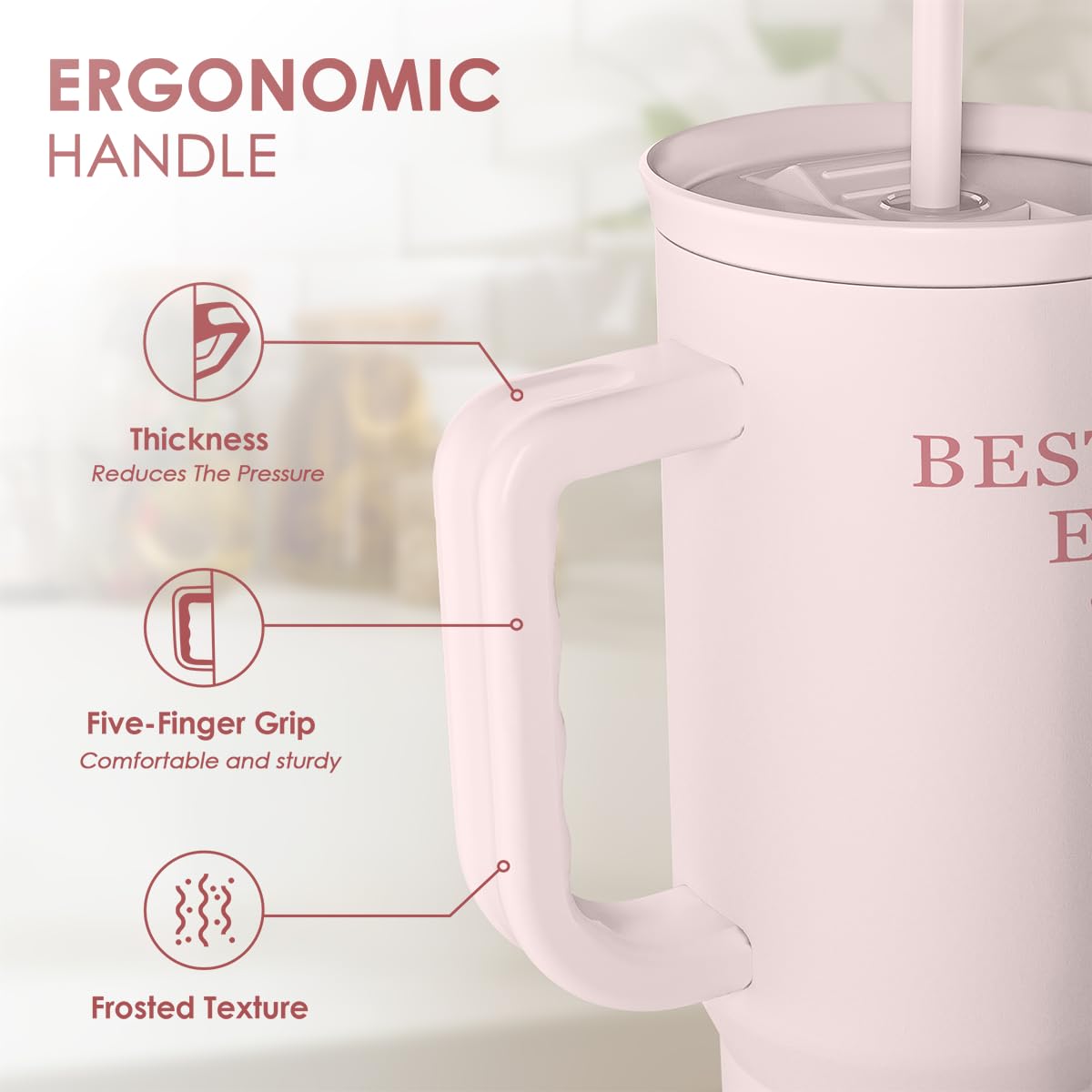 SANDJEST Gift for Aunt - Best Aunt Stainless Steel Tumbler with Handle, Travel Coffee Mug for Moms - Aunts Gifts for Birthday Christmas Mothers Day, 40oz