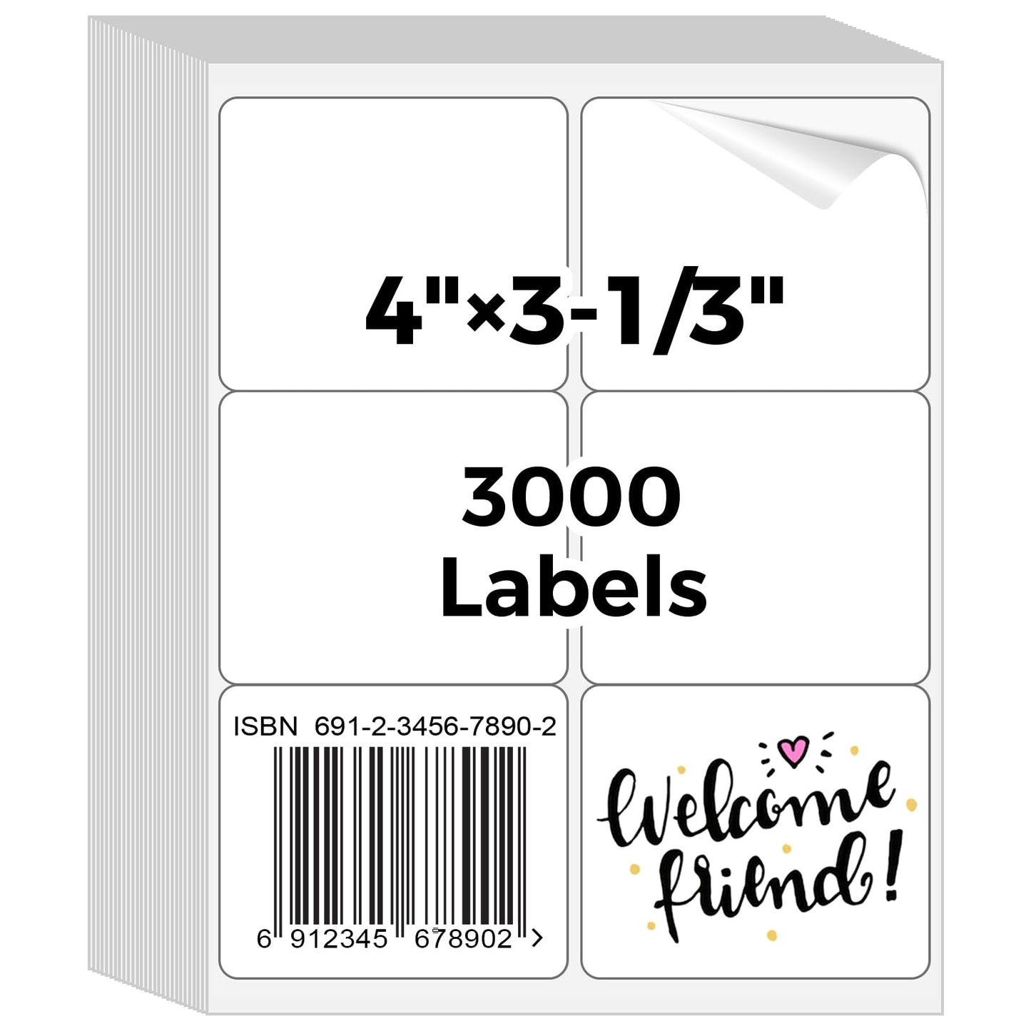 Mailing Labels for Laser/Inkjet Printer, Address Labels Stickers - 500 Sheets 3 1/3" x 4" 6 up Printable Sticker Paper, 3000 Mailling Label for Packages