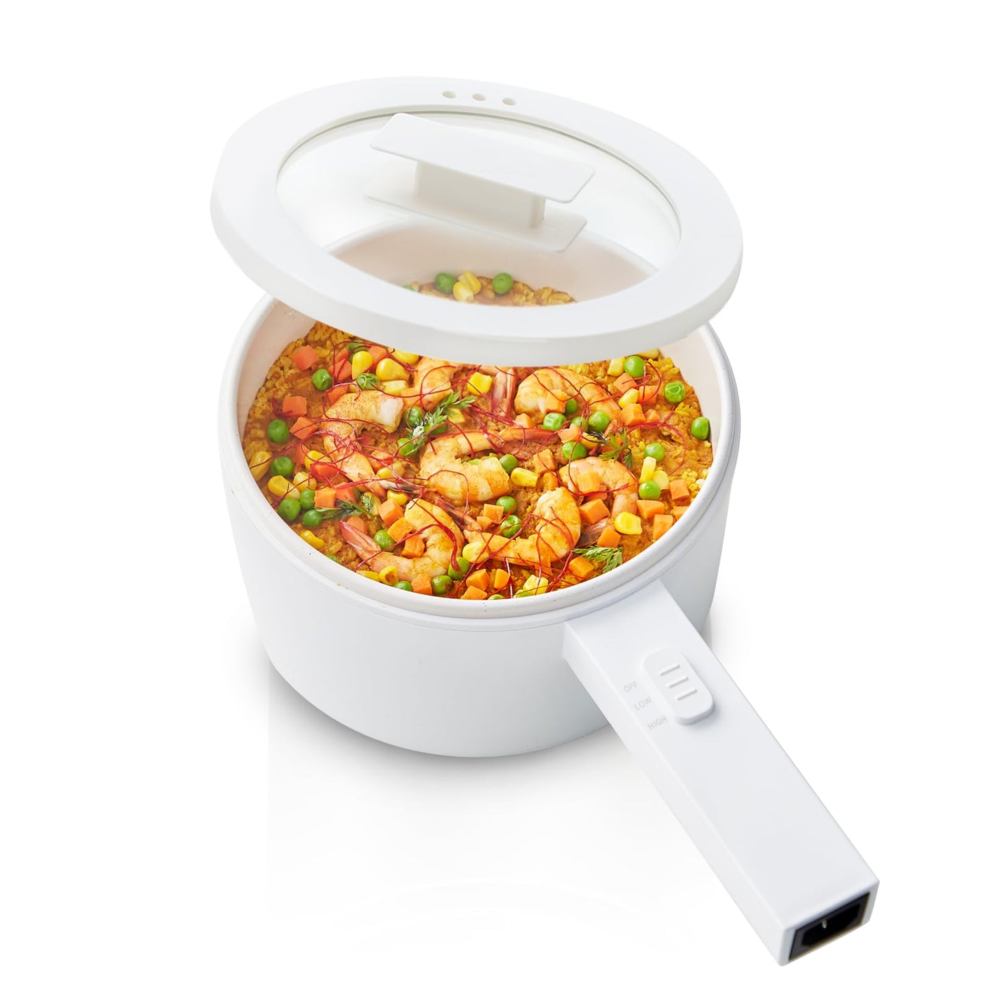 olayks Electric Hot Pot, 1.5L Mini Hot Pot, Ceramic Glaze Non-stick Portable Pot, Electric Pot for Steak, Egg, Fried Rice, Oatmeal, Soup, Ramen with Dual Power Control, Electric Pot for Dorm