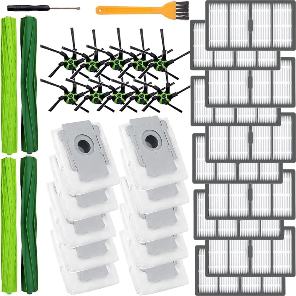 COSIN Replacement Parts Kit Compatible with Roomba s9(9150),s9+(9550),s Series Vacuum Cleaner.Pack of 2 Set of Multi-Surface Rubber Brushes, 10 Side Brushes,10 Filters,10 Dust Bags,2 Tools