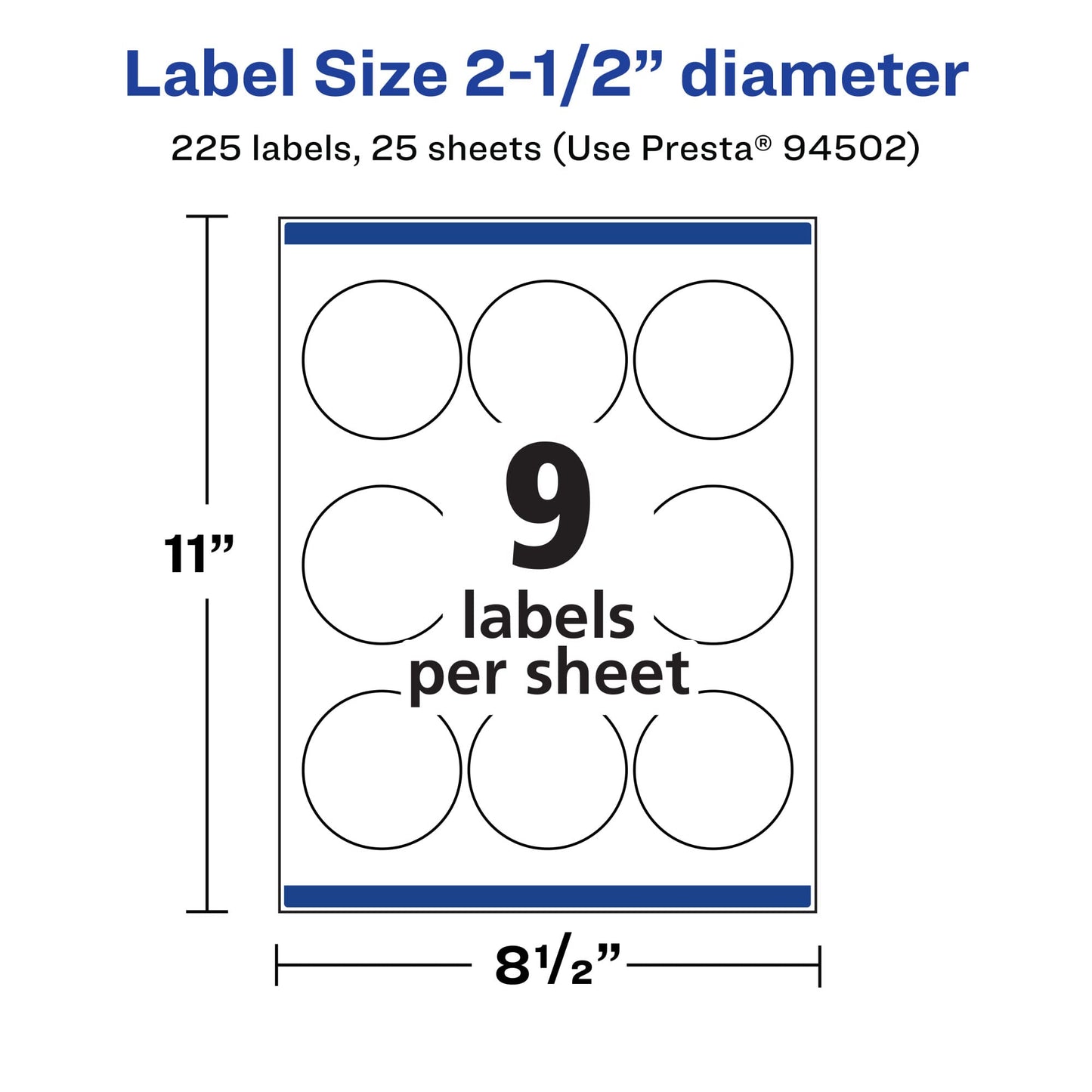 Avery Printable Durable White Round Labels, Sure Feed Technology, 2.5" Diameter, Print-to-the-Edge, Waterproof Labels, Laser & Pigment-Based Inkjet Compatible, 225 Total