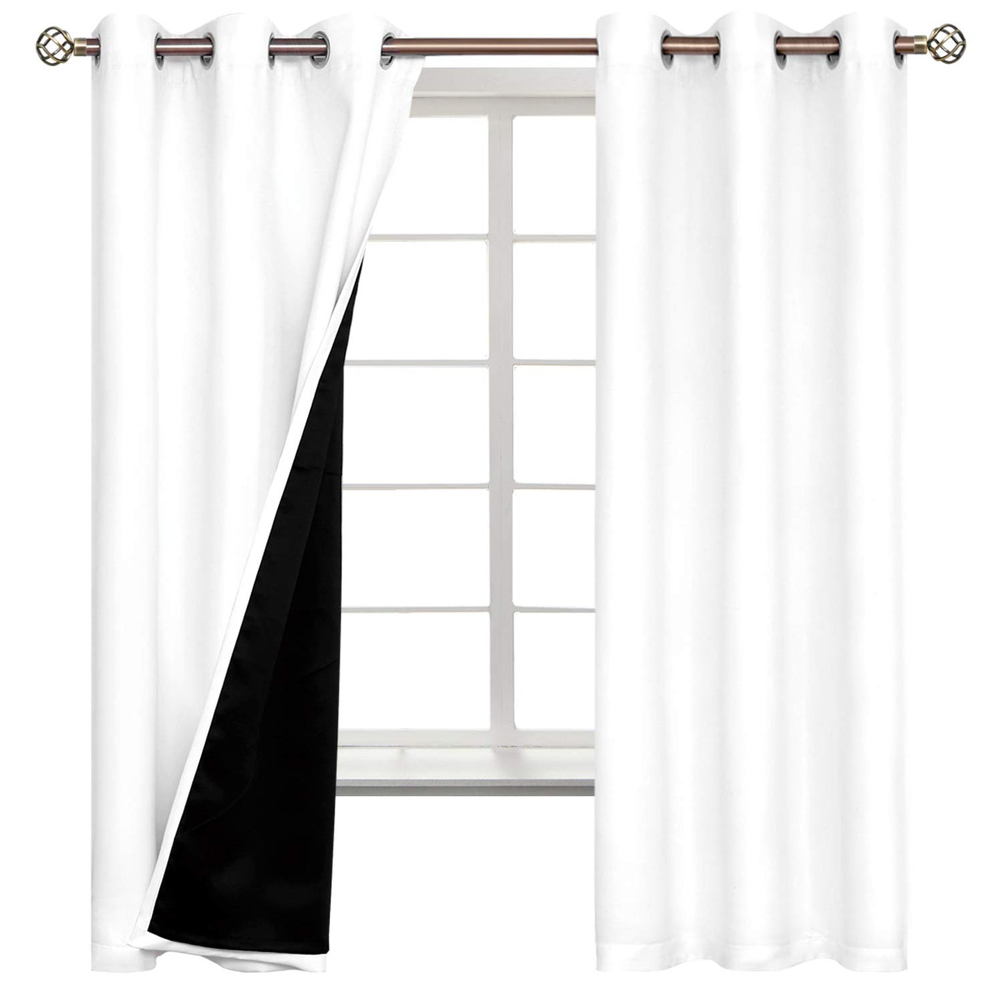 BGment White Blackout Curtains 63 Inch Long - Black Out Curtains for Bedroom Thermal Insulated Curtains for Summer Grommet Total Room Darkening Window Drapes, 2 Panels, 42 x 63 Inch