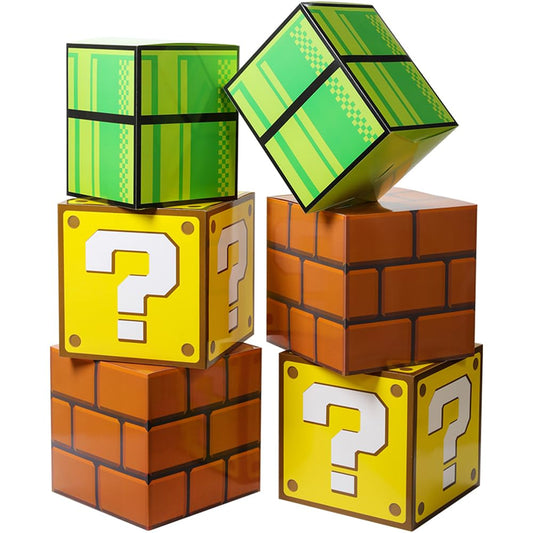 SUYEPER 6PCS Big Party Boxes For Birthday Party Question Brick Pipe Box For Party Game Party Favor Props Boxes (11.8 x 11.8 Inch)
