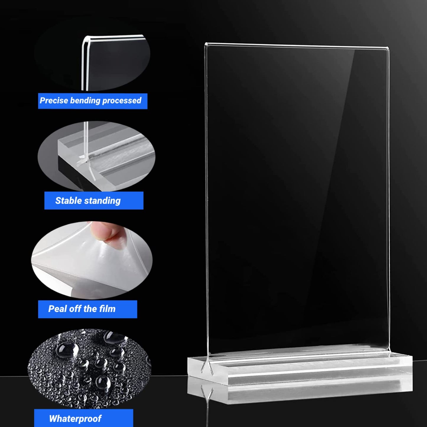 BeapTcely 3 Pack 11 x 17 Inches Acrylic Sign Holder Clear T Shaped Sign Holder Table Menu Display Stand Double Sided Picture Flyer Sign Holder for Office Store Restaurant Hotels (3, 11 x 17 Inches)