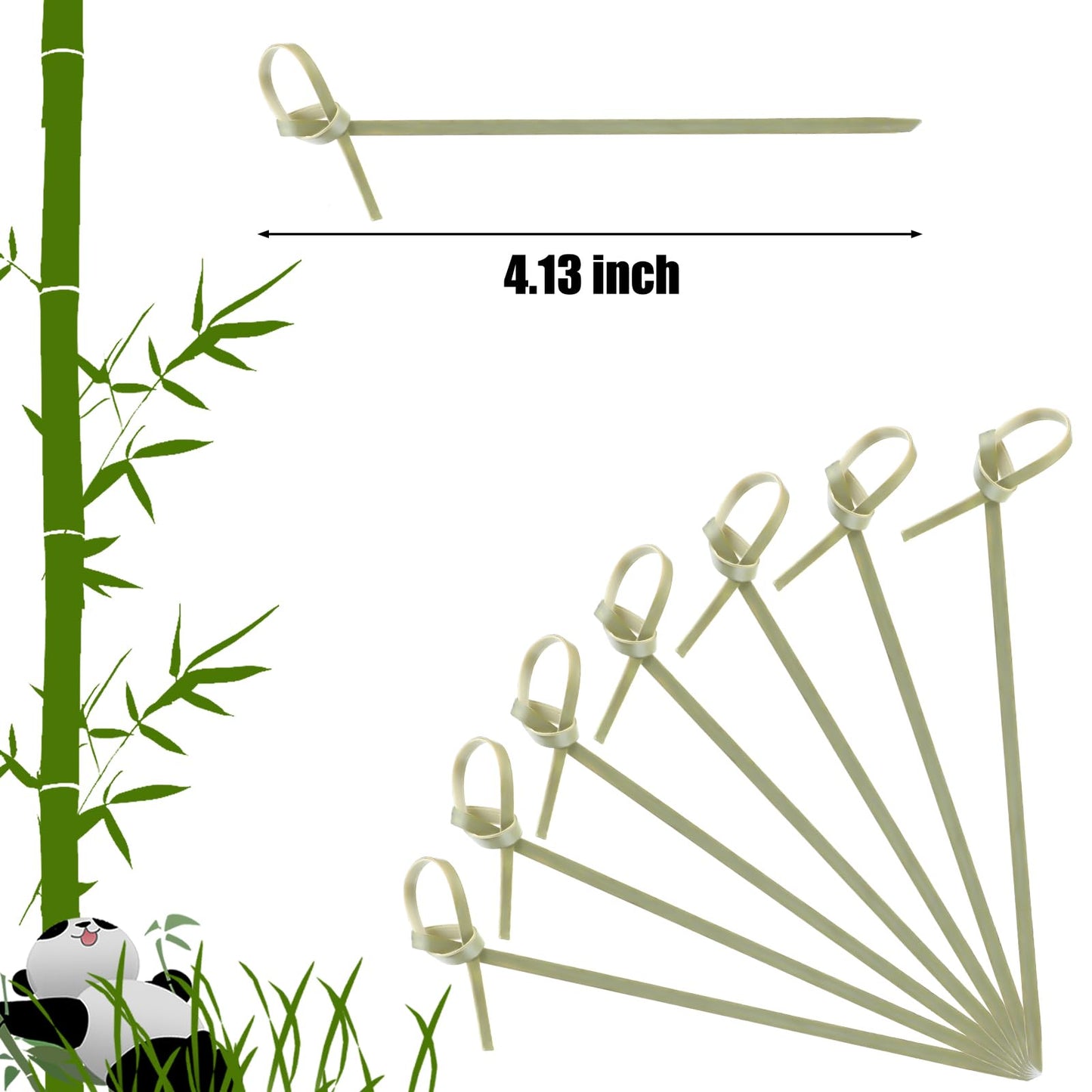 Nuogo 1000 Pcs Bamboo Cocktail Picks 4.13 Inch Bamboo Skewers Fruit Toothpicks for Appetizers Drink Garnish Sticks Handmade Food Pick with Looped Knot for Party Bar Snacks Sandwiches Drinks