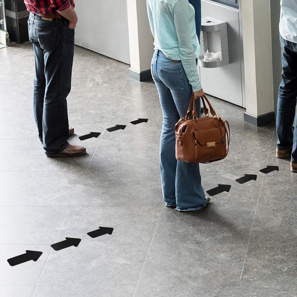 EVQ Arrow Floor Sticker Tape 3"×6" Arrow Floor Marking Sticker Sign 200 PCS Arrow Decal Tape Black