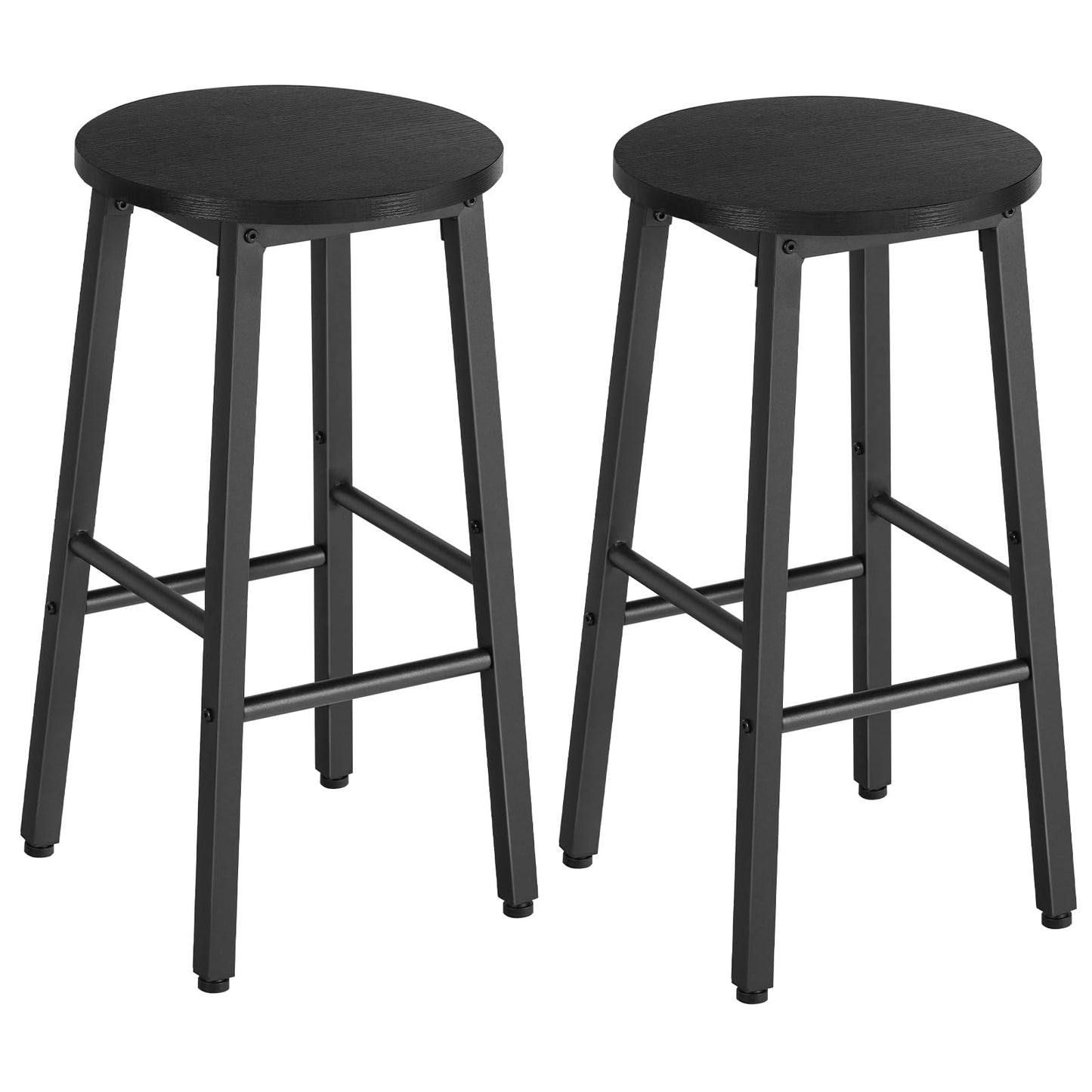 HOOBRO Bar Stools, Bar stools Set of 2,Counter Height Bar Stools, 24.8" Barstools for Kitchen Island, Industrial Kitchen Bar Chairs, for Dining Room, Bar, Black BB07BY01G1N2