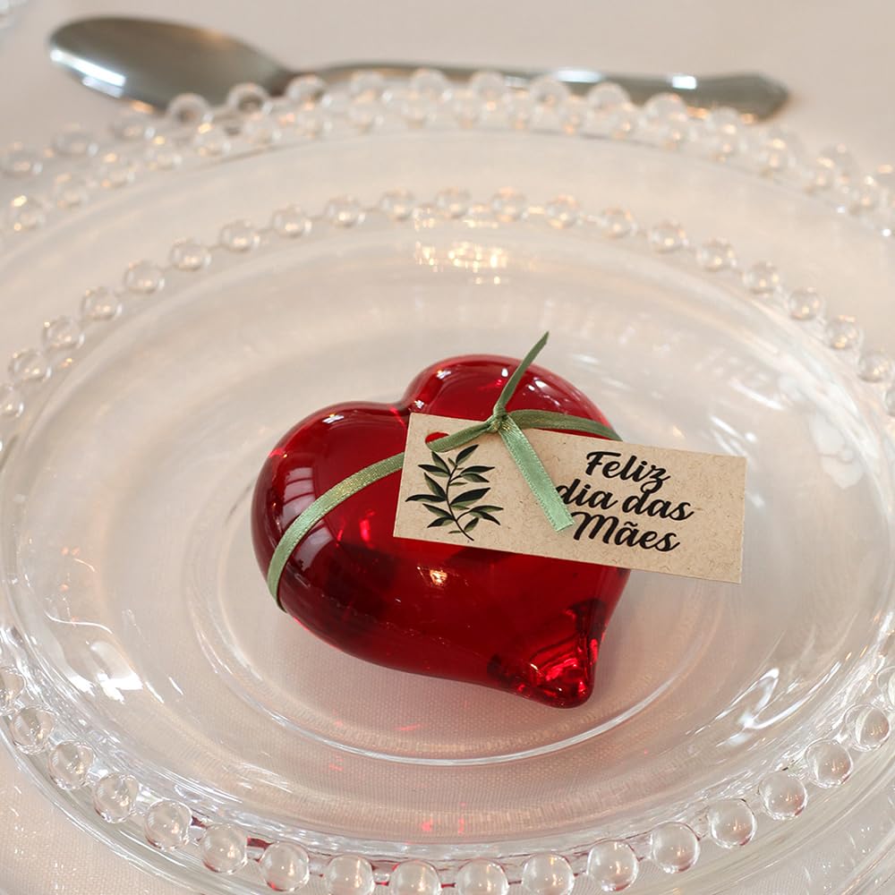Ca D Oro Mother’s Day Small Red Glass Heart Paperweight – Hand Blown Murano-Style Glass Heart Ornament, Handmade Art Gift for Mom, Home Decor, Expressing Love for Mothers