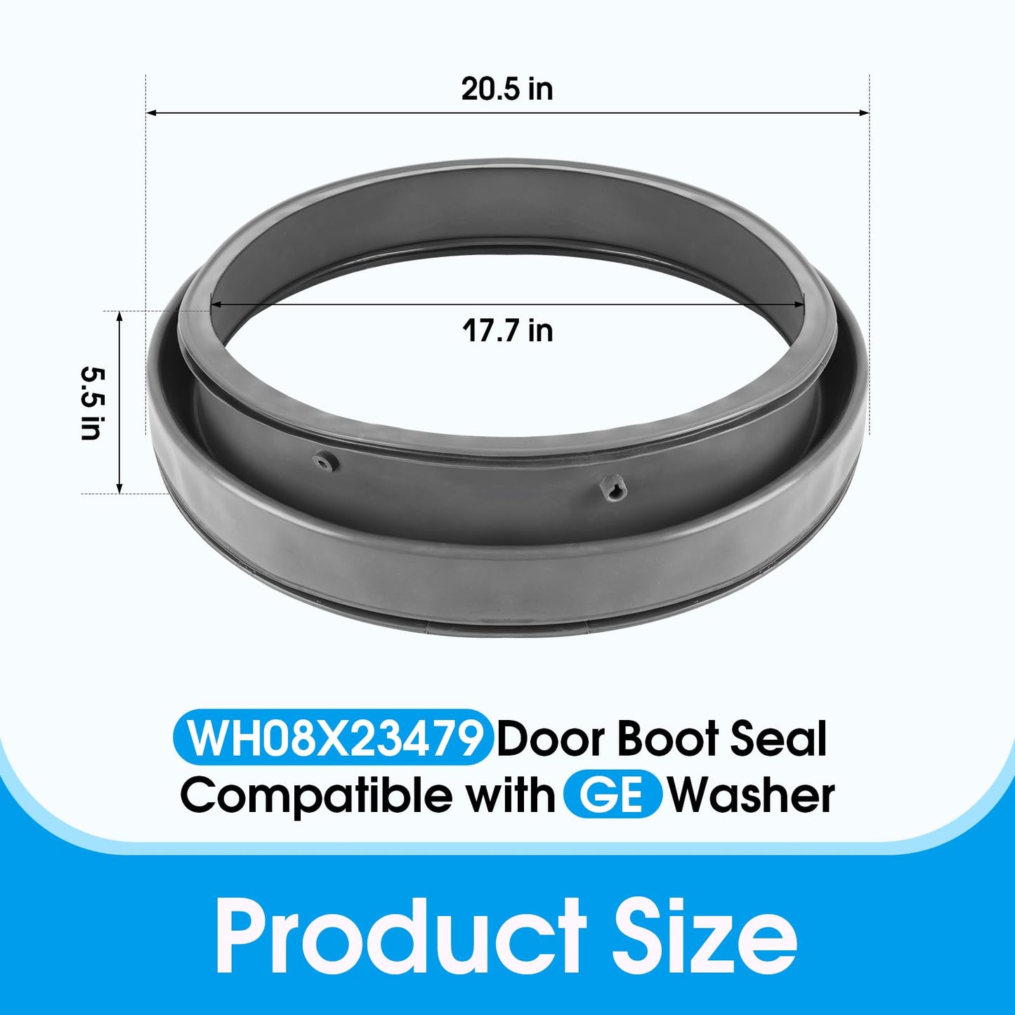 WH08X23479 Washer Door Boot Seal Door Diaphragm Compatible with GE Front Load Washer, Door Gasket Replacement Part 4467230 AP6032732 PS11763264 EAP11763264