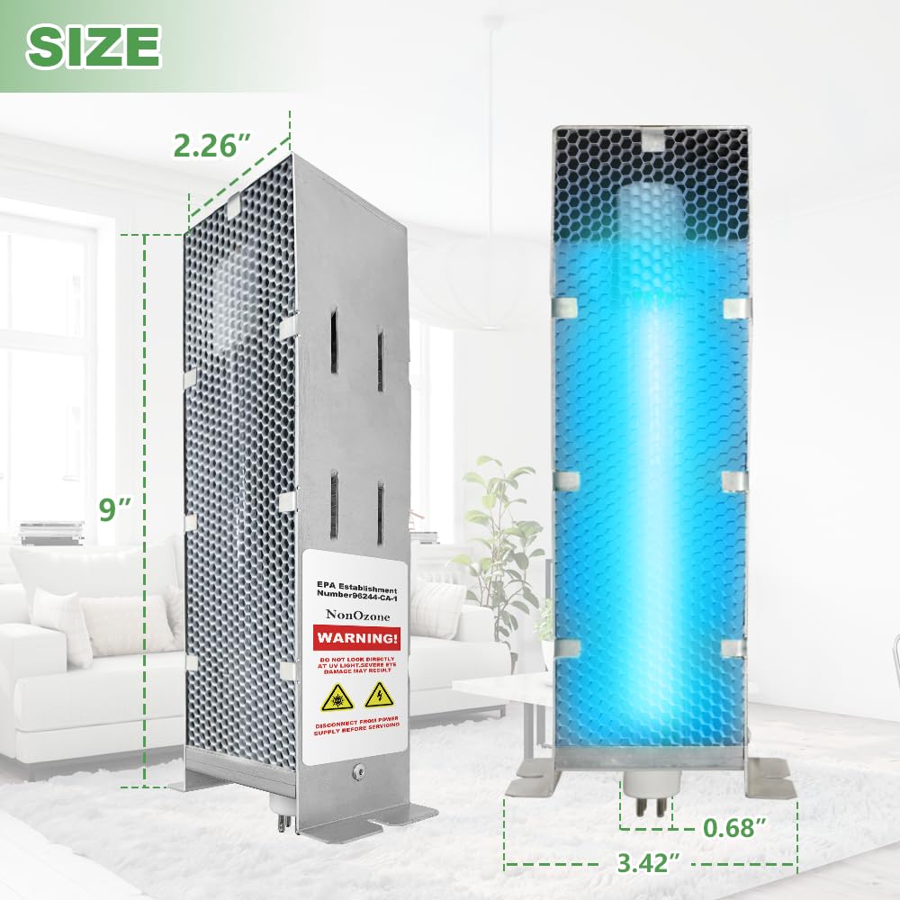Leafinnerin Air Scrubber Advanced Photocatalytic Oxidation (PCO) 9 Inch Replacement Cell and Üν Bulb, Ozone Free Suitable for ActivTek InDuct 2000, A1013A, A1013C, A1013P, A1013Q, A1013U, 1 Pack