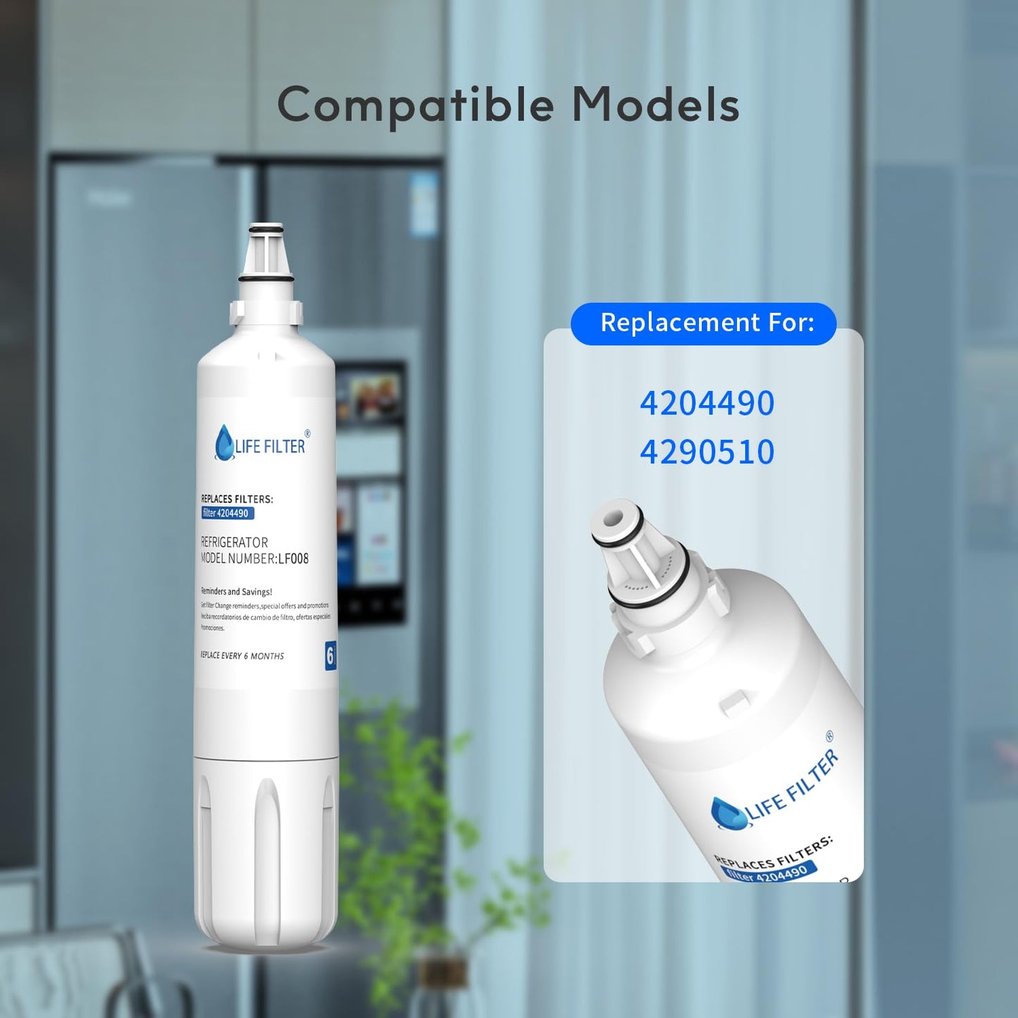 Lifefilter Water Filter Replacement for Sub-Zero 4204490, 4290510, 9030868 Refrigerator Water Filter, 3 Pack
