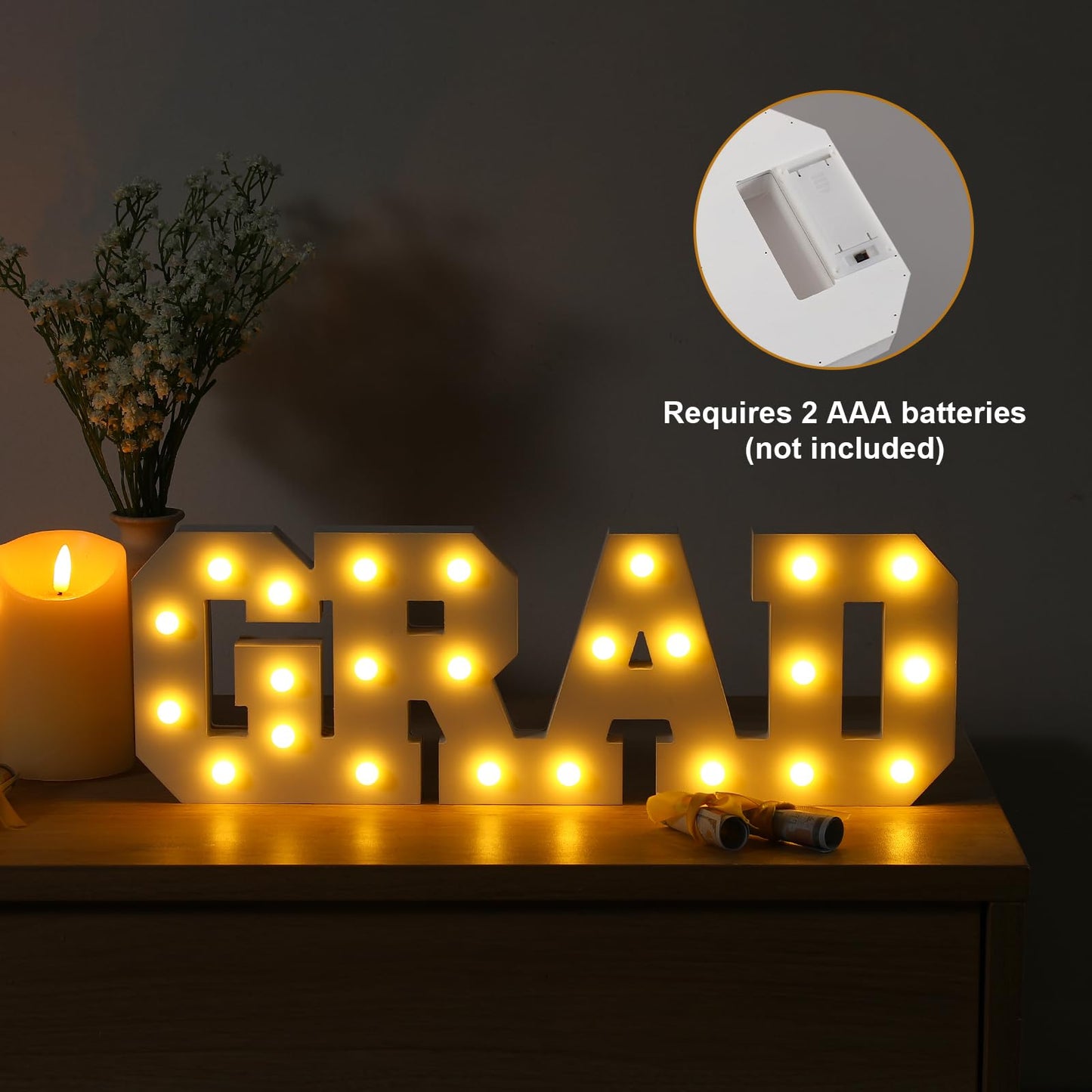 2026 Graduation Decorations- Light Up Letters "GRAD 2026" Class of 2026 Graduation Party Decorations Sign-Ornaments for Class of 2026 Preschool High School College Table Centerpieces Decor Party Supplies