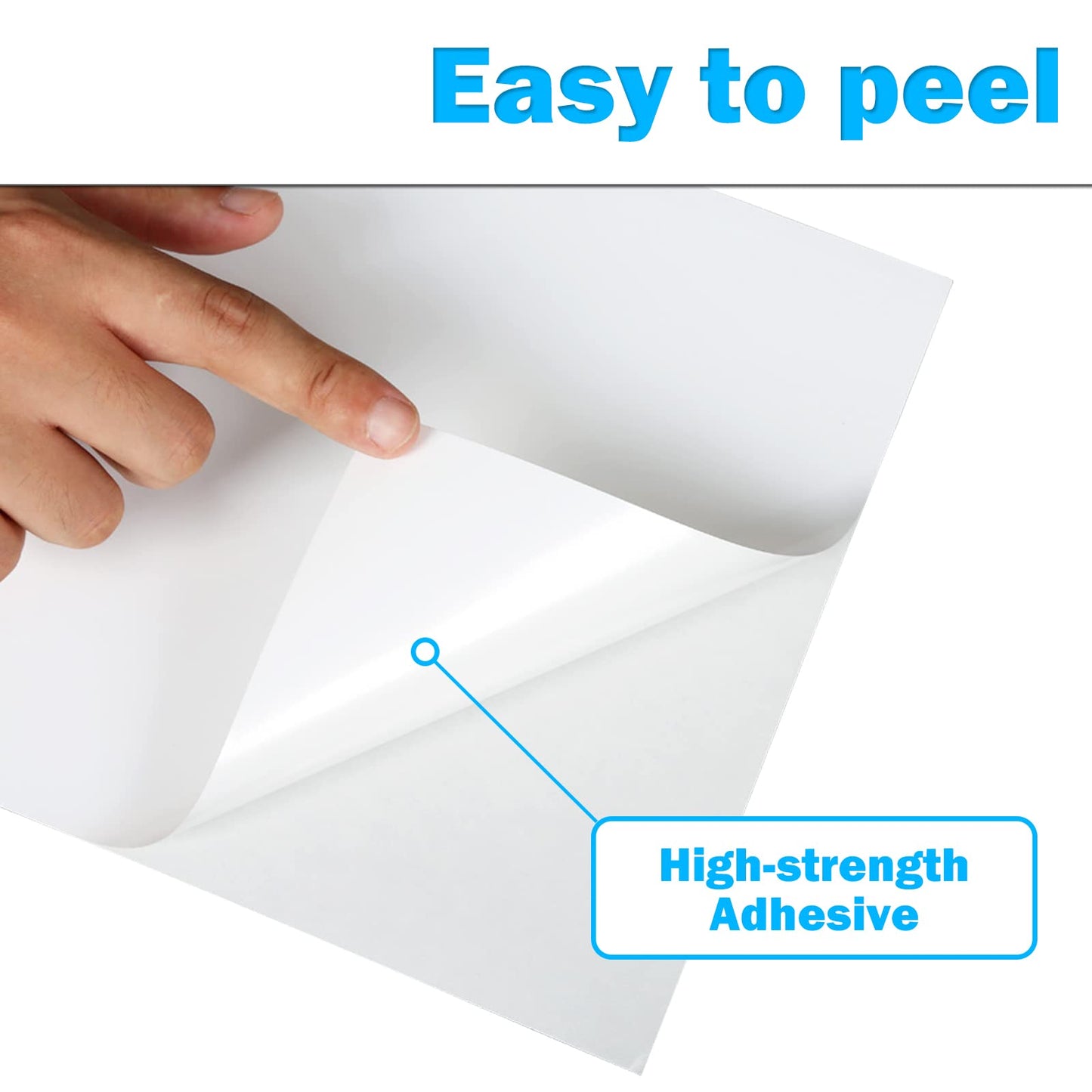 RBHK Sticker Paper, 8.5" x 11" Full Sheet Label Stickers Paper for Laser & Inkjet Printers (500 Sheets, 500 Labels)
