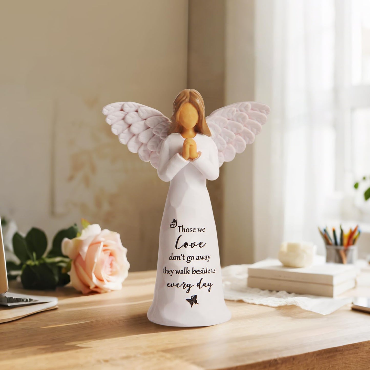 Yeegook Sympathy Gifts for Loss of Loved One, 6" Handcrafted Memorial Angel Figurine, Memorial Gifts for Loss of Mom Dad, Condolences Bereavement Remembrance in Memory of Loved One Gift