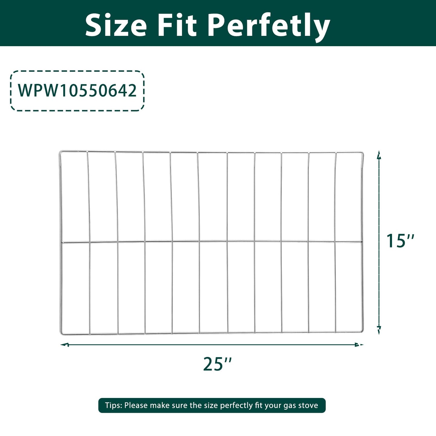 Anniparts W10550642 Oven Rack Stove Replacement Parts for Whirlpool Oven Rack 304 Stainless Steel WFG320M0MS Rack-Flat Amana WFG320M0BS3 Gas Stove Wire Rack WFG505M0BS3 WPW10550642 Rack-Oven 1 Pcs