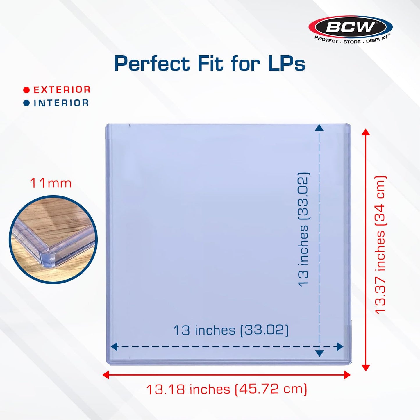 BCW 12-Inch Vinyl Record Topload Holder - 5 Pack | 11MM Thick | Rigid PVC Double LP Album Protector | Compatible with Record Sleeves and Bags | Essential Vinyl Album Storage and Display Solution